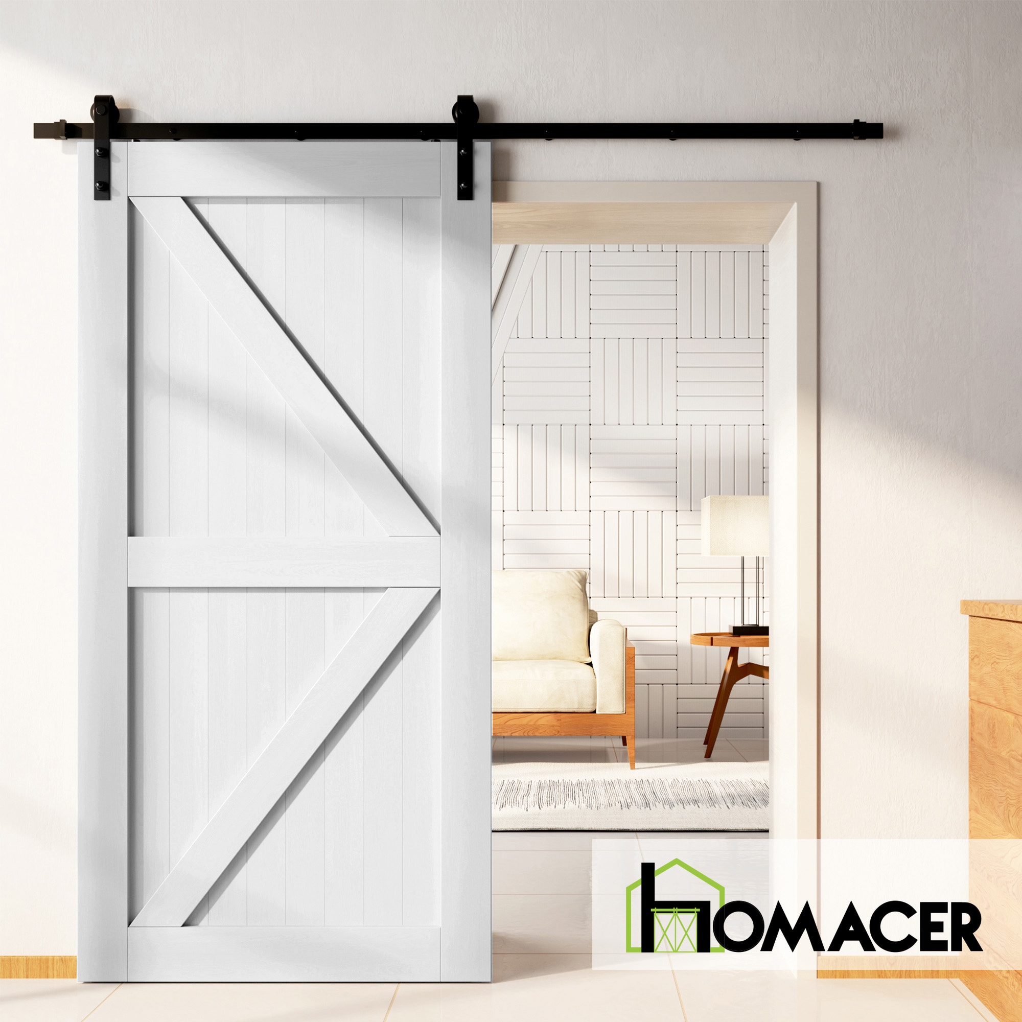 HOMACER 5480F-WHITE Barn-Doors - View #2