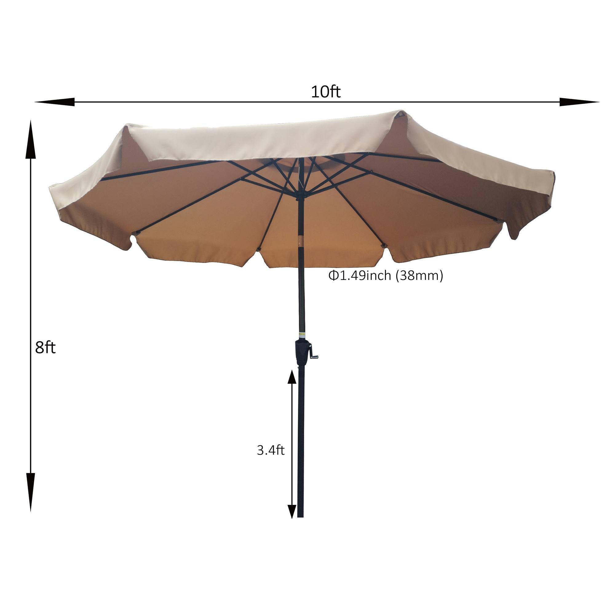 Yiekholo 10-ft Brown Round Garden Patio Umbrella with Crank Handle and ...