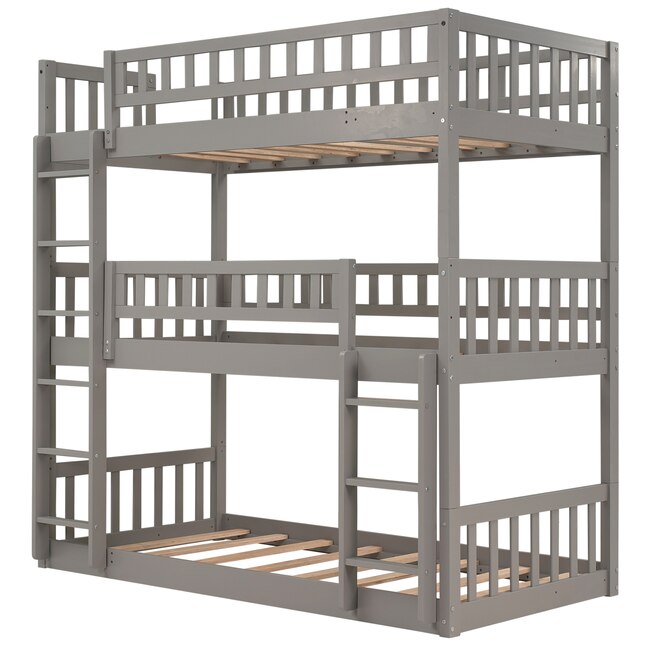 Casainc Triple Bunk Bed Grey Twin Over, Twin Over Full Triple Bunk Bed