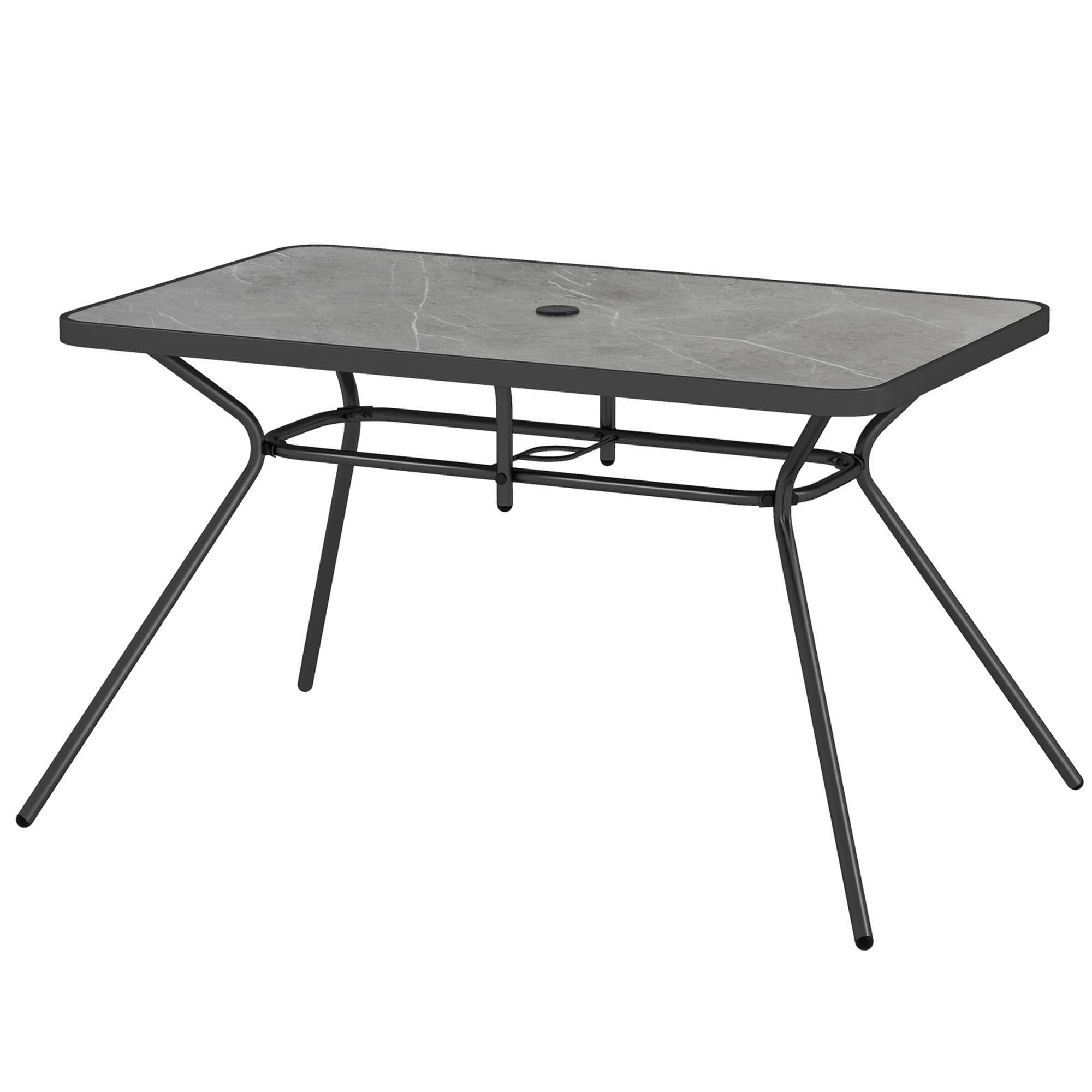 Costway NP11190GR Rectangle Outdoor Dining Table 29.5-in W x 49-in L with Umbrella Hole