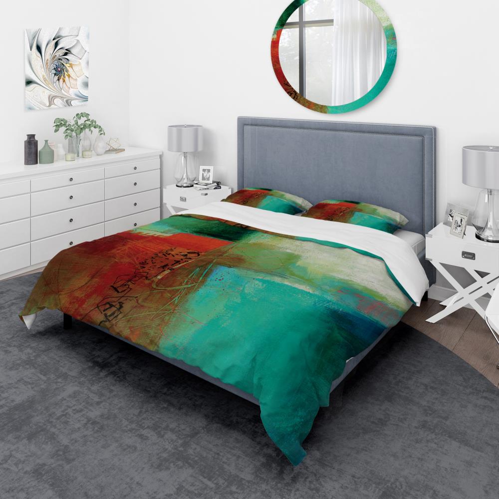 Designart BED31047-Q 3 -Piece Red Queen Duvet cover Set