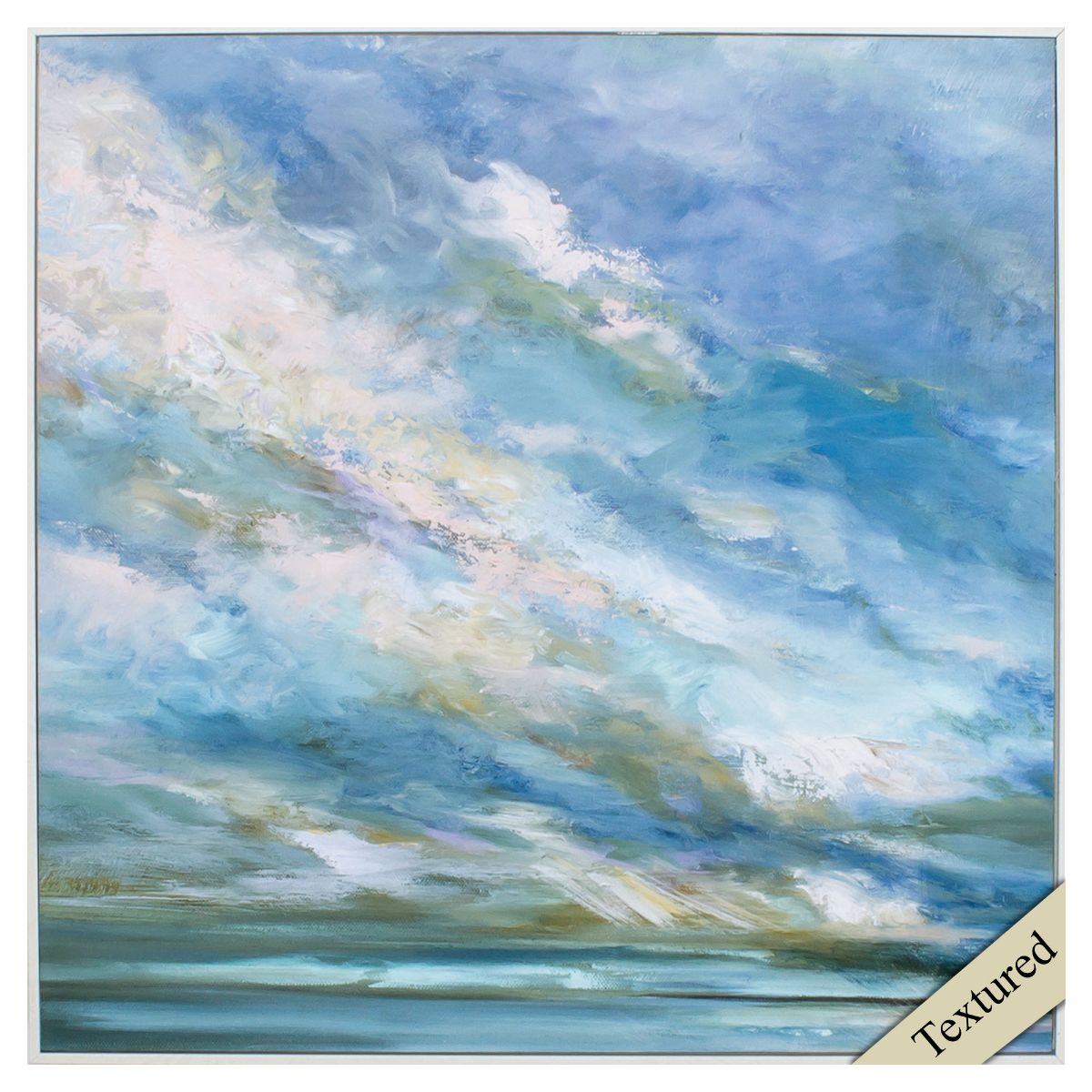 HomeRoots 365434 White Wood Framed 26-Inches H x 26-Inches W Landscape Wood Hand-Painted Painting