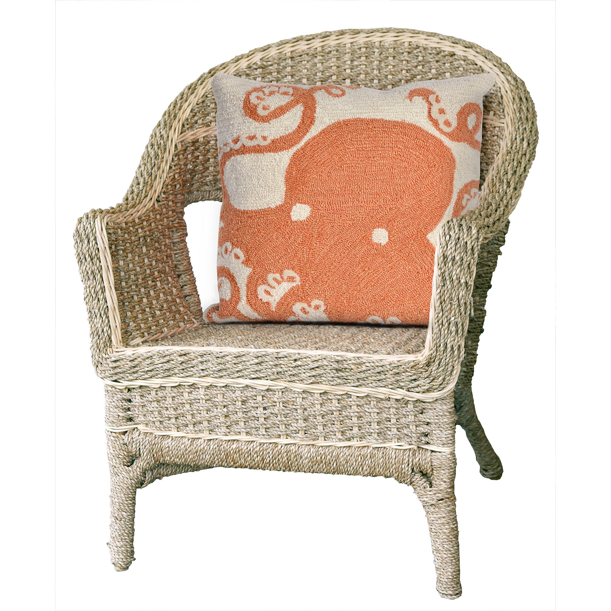Liora Manne 7FP8S143217 Frontporch 18-in x 18-in Coral Square Indoor Decorative Pillow