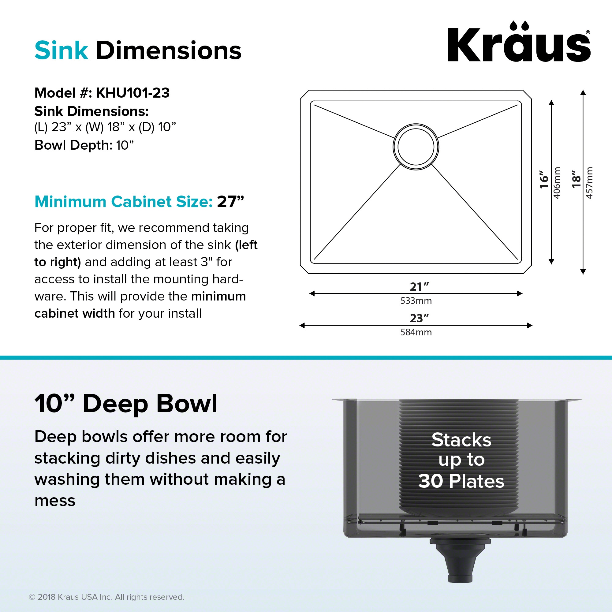 23-Inch Stainless Steel Single Bowl Undermount Kitchen Sink with Garbage Disposal