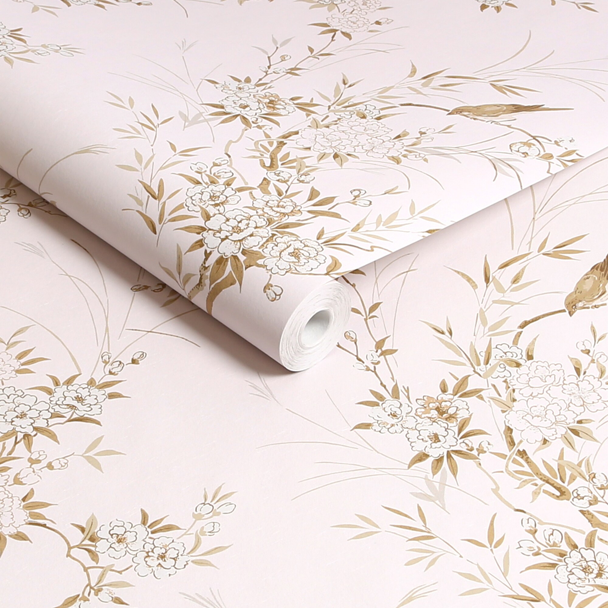 Rachel Ashwell Rachel Ashwell Bird Chinoiserie Pink Gold Wallpaper in