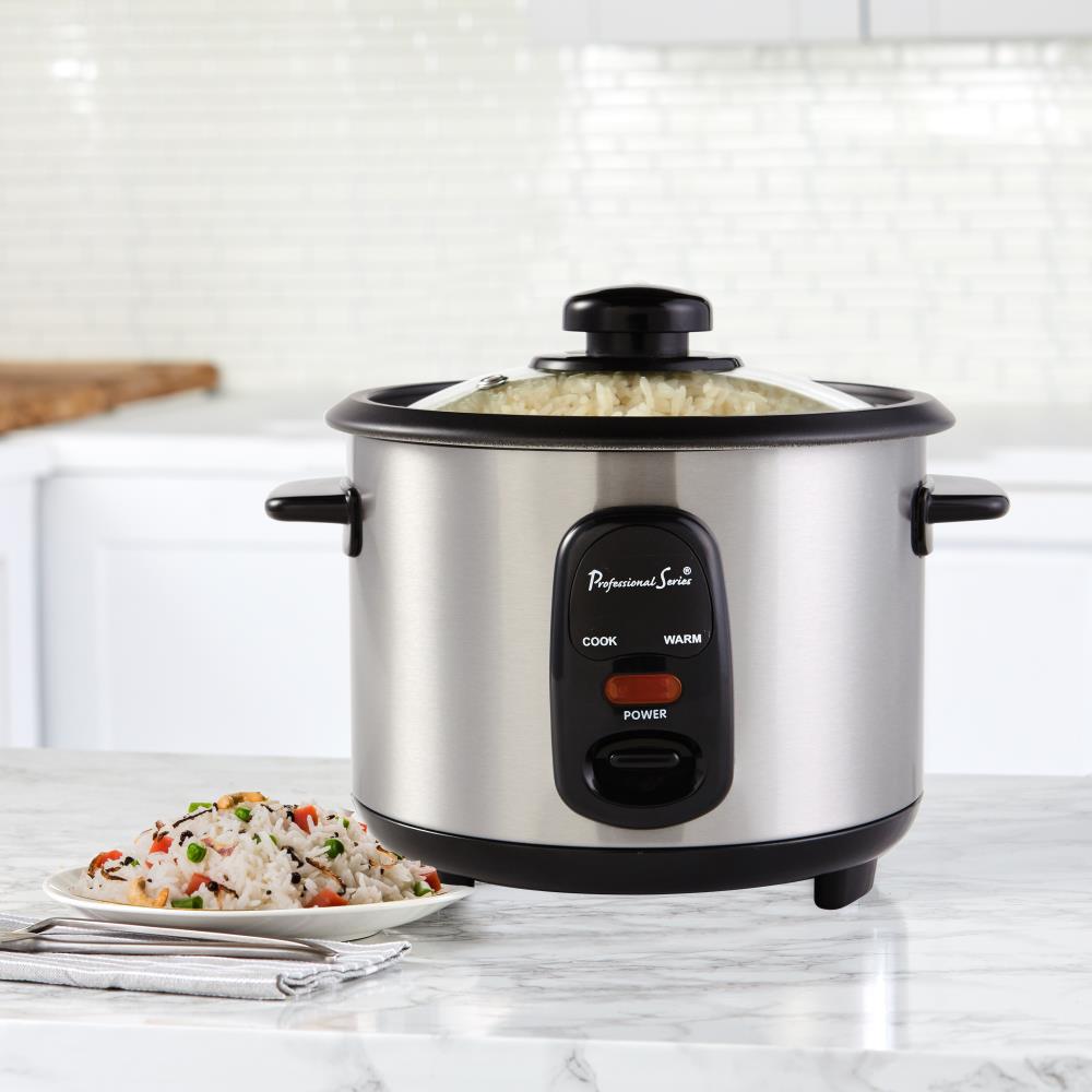 Aroma Stainless Steel 4-Cup Rice Cooker - Perfectly Prepares 2-8 Cups of  Rice - One-Touch Operation - Automatic Keep-Warm - Improved Steam Vent in  the Rice Cookers department at