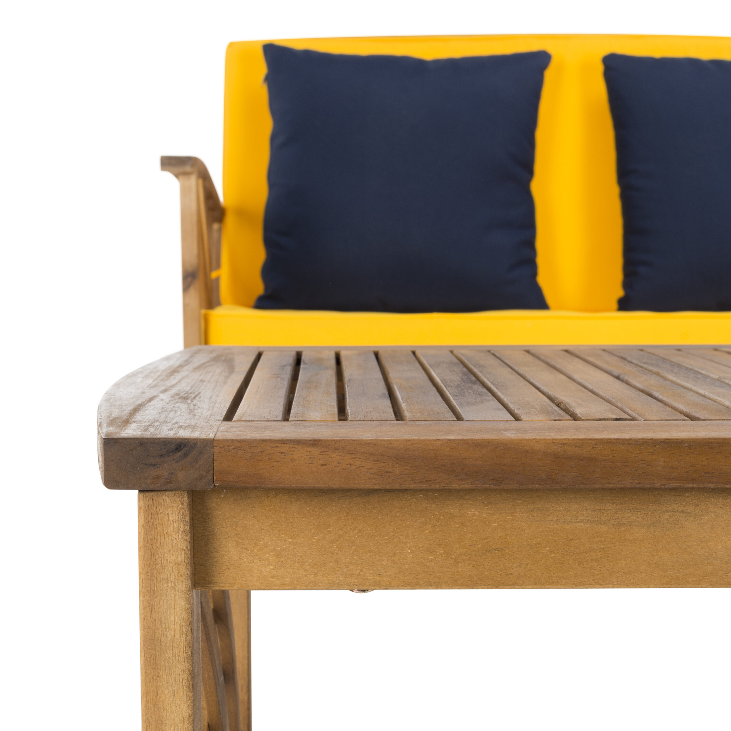 Safavieh PAT7008D Fontana 4 -Piece Patio Conversation Set with Yellow Cushions