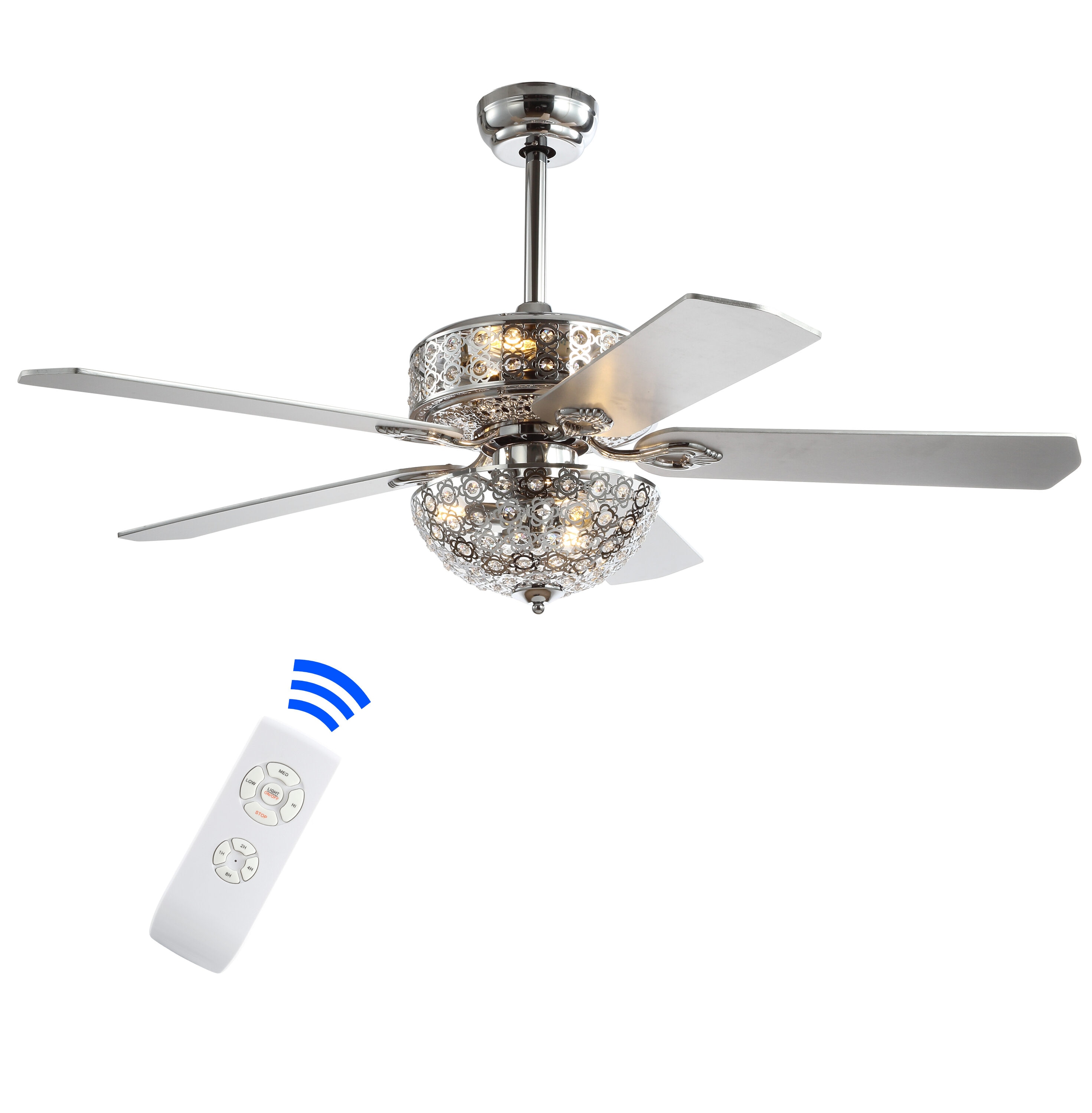 Zara 52" Chrome Filigree LED Ceiling Fan with Reversible Blades