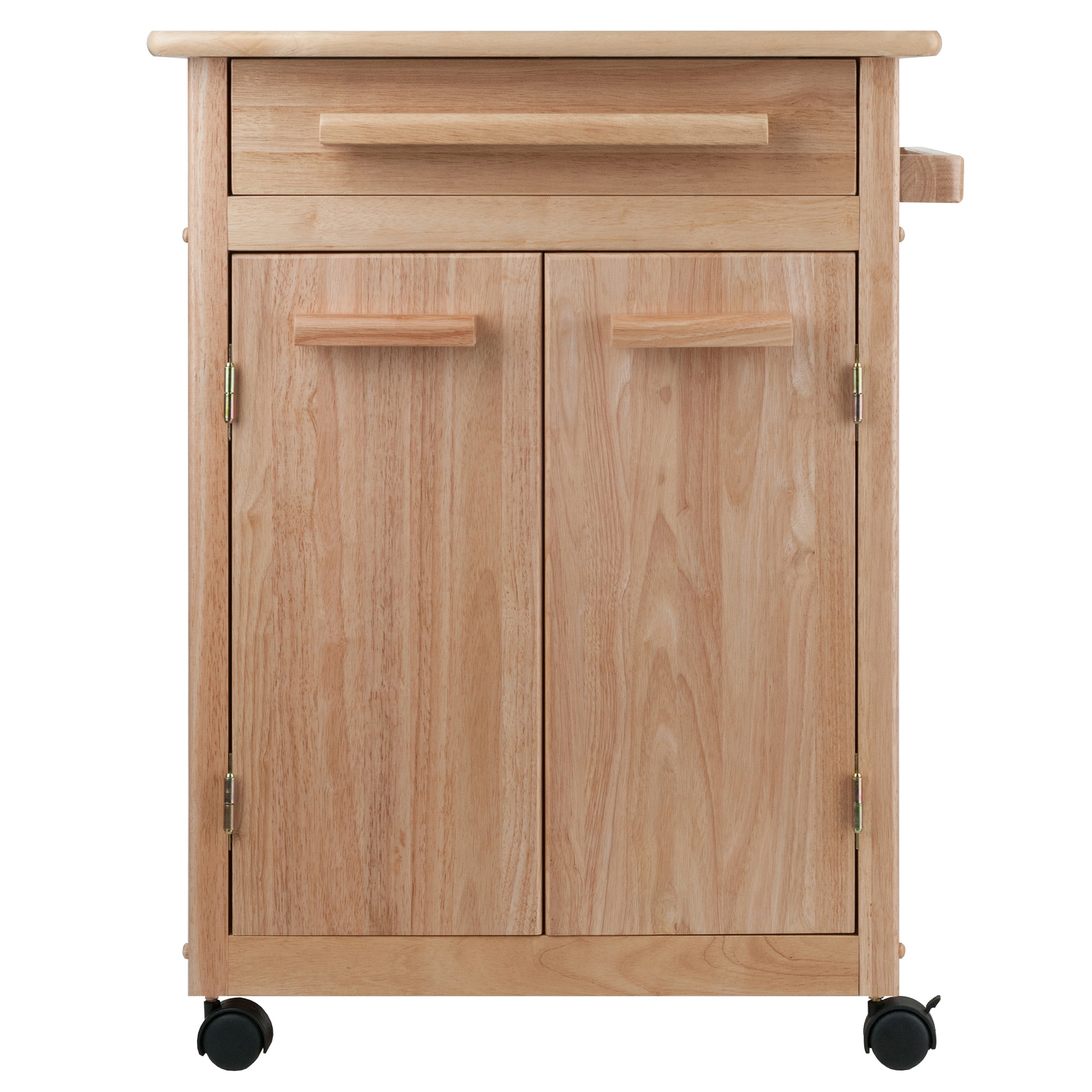 Winsome Transitional Brown Wood Kitchen Cart with Butcher Block and Storage