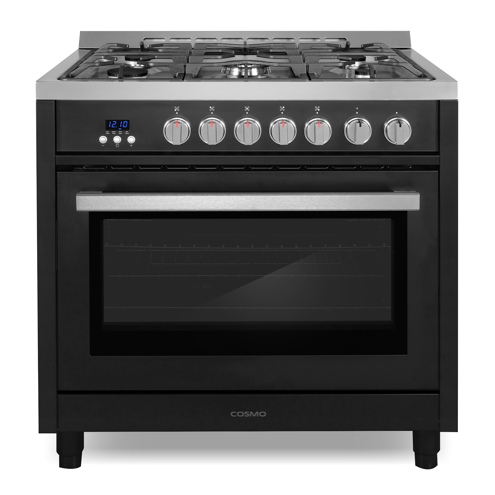 Cosmo COS-965AGFC-BKS 36-in 5 burners 3.8-cu ft Convection Oven Slide-In Natural Gas Range ( Black )