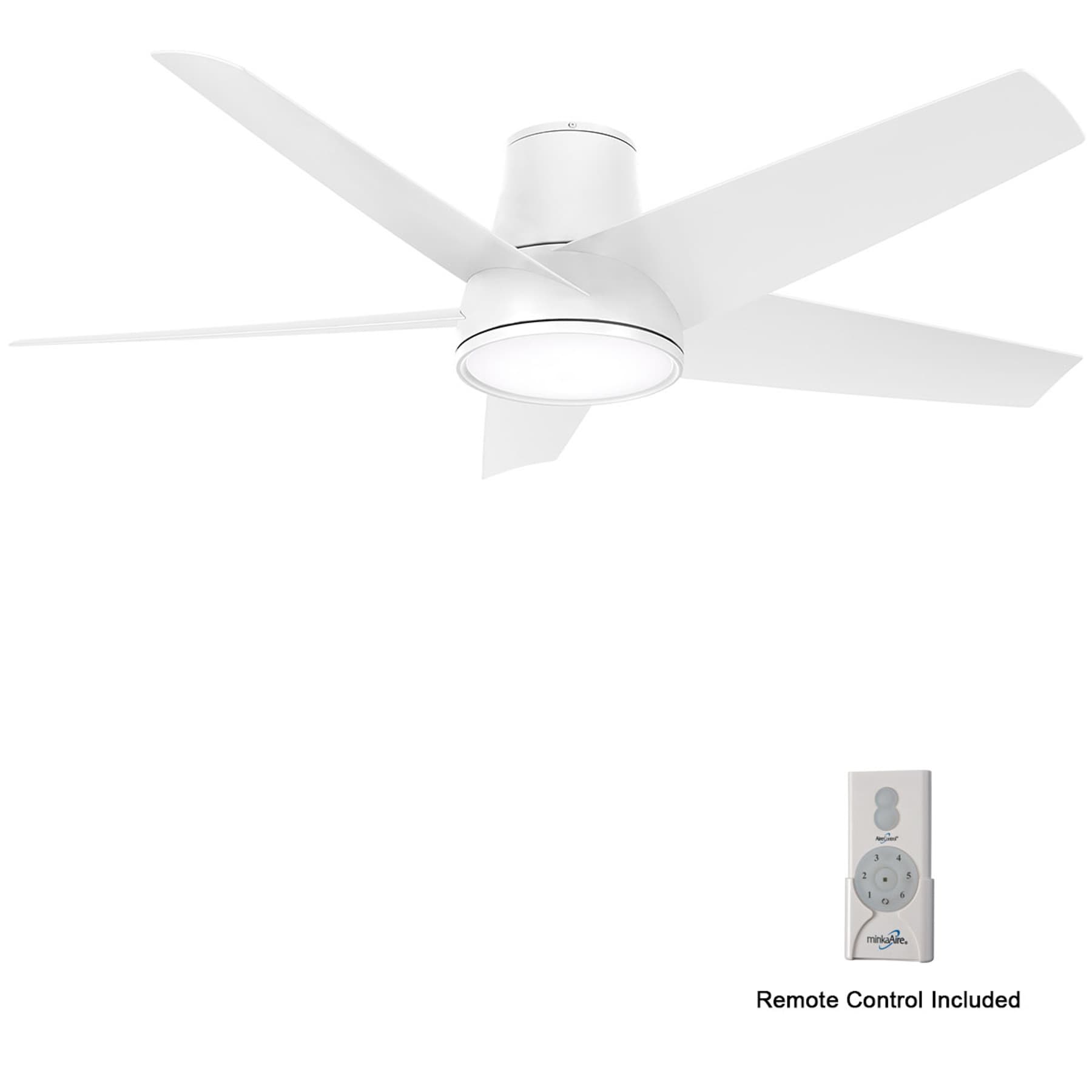 Minka Aire Chubby II 58-in Flat White Integrated LED Indoor/Outdoor Flush Mount Smart Ceiling Fan with Light and Remote (5-Blade) F782L-WHF Sansujyuku sansujyuku.com