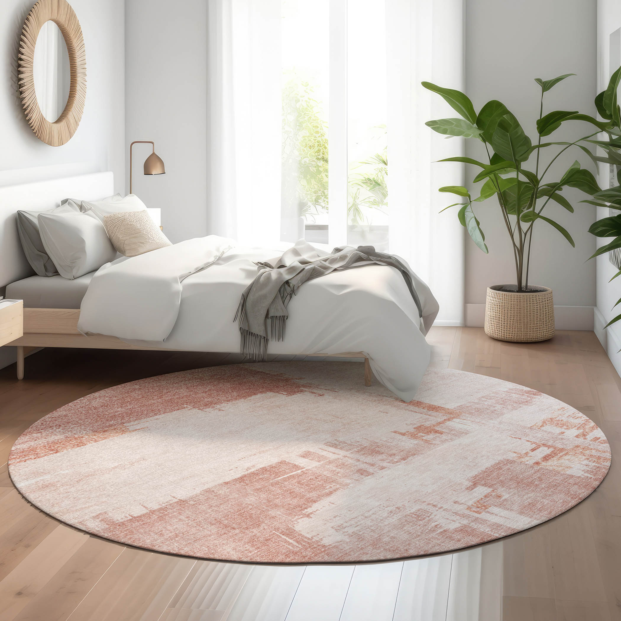 Addison Rugs AMF624BL8RO Mayfield AMF624BL 8 x 8 (ft) Loomed Polyester Blush Round Indoor Geometric Machine washable Area rug