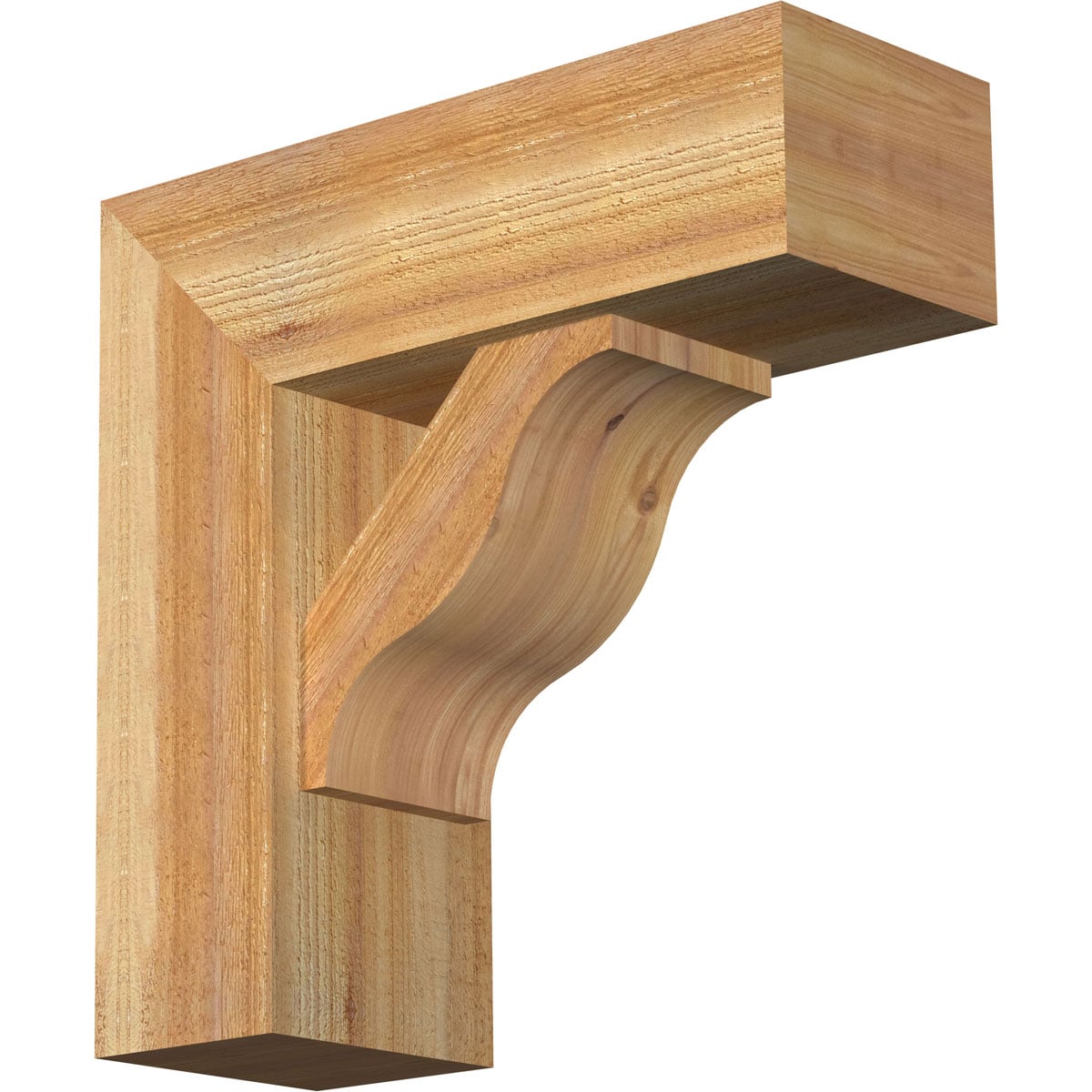 Ekena Millwork 1462270 Funston Block Rough Sawn Bracket with Offset Brace 8-in x 22-in x 22-in Western red cedar Brown Wood Standard bracket