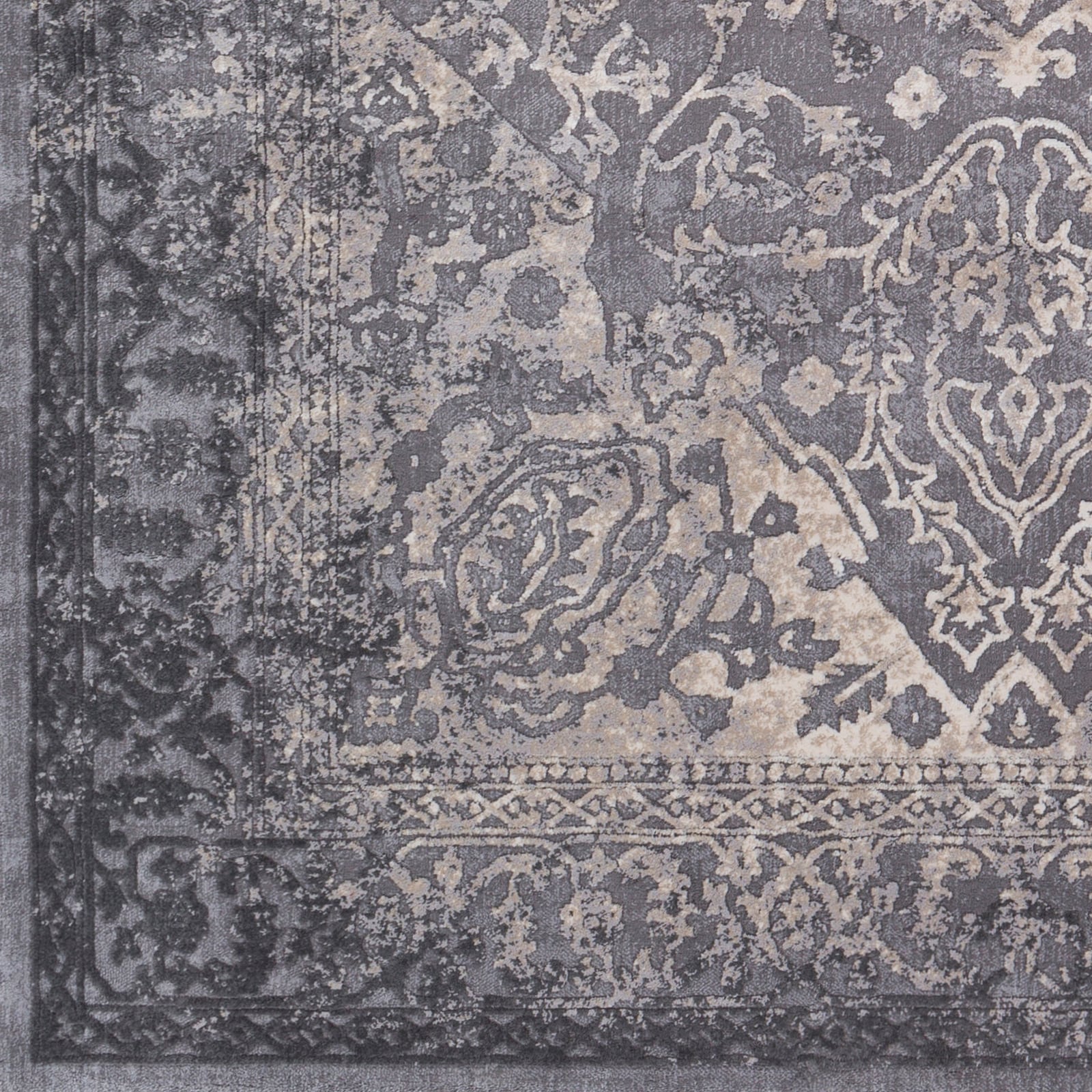 Elegant Medallion 8' x 10' Overdyed Gray Wool Blend Area Rug