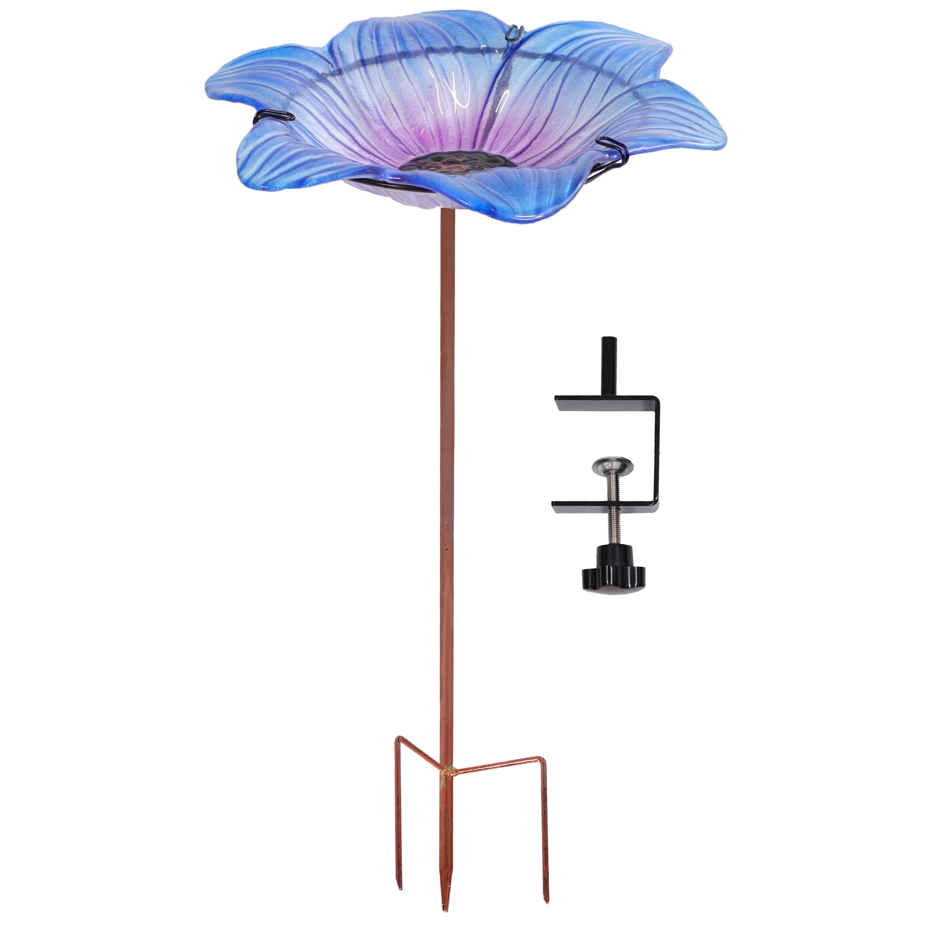 Sunnydaze Decor HB-158 25.25-Inches H Blue Metal Complete birdbath
