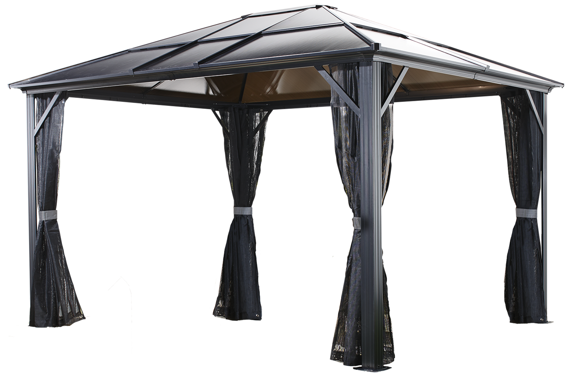 Meridien 10 ft x 12 ft Dark Gray Aluminum Hardtop Gazebo