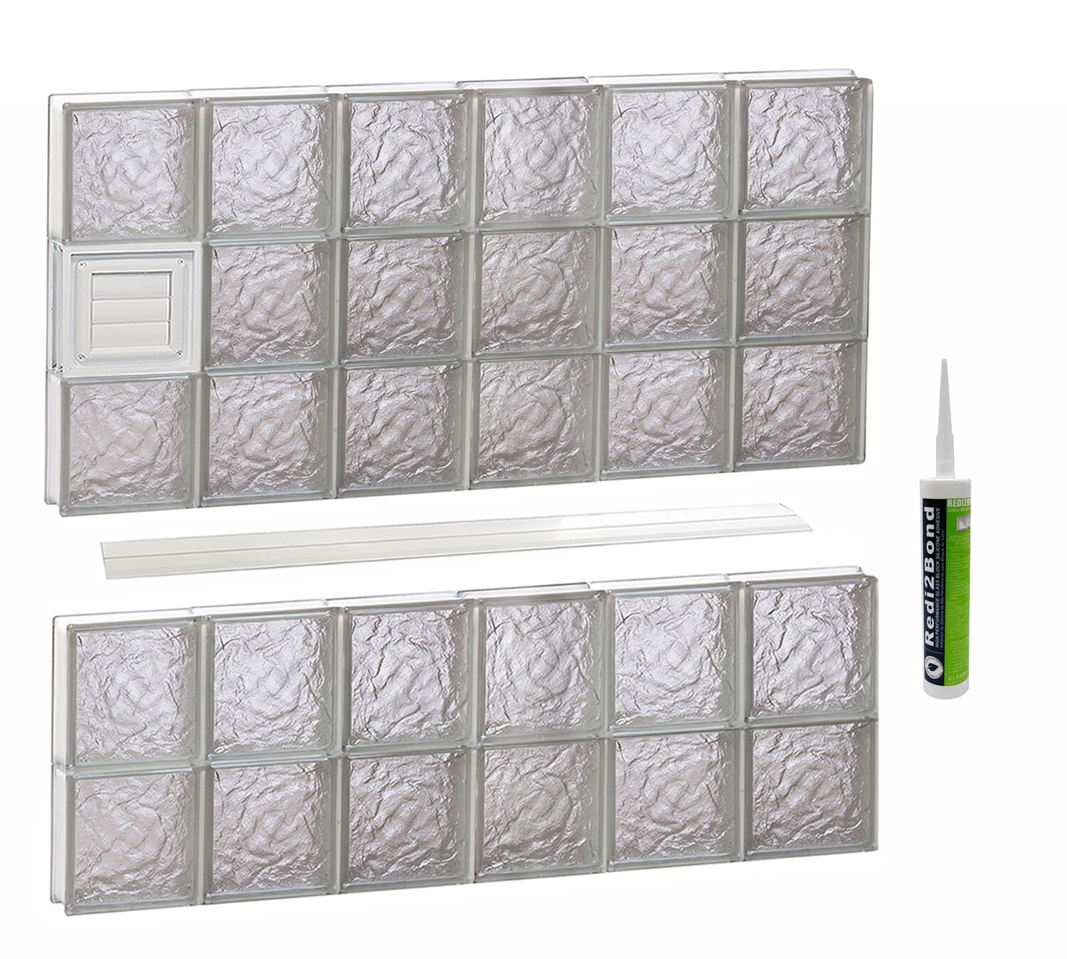 REDI2SET D4840IS Ice Glass 46-1/2-in x 38-3/4-in Frameless Replacement Dryer vent Glass Block Window