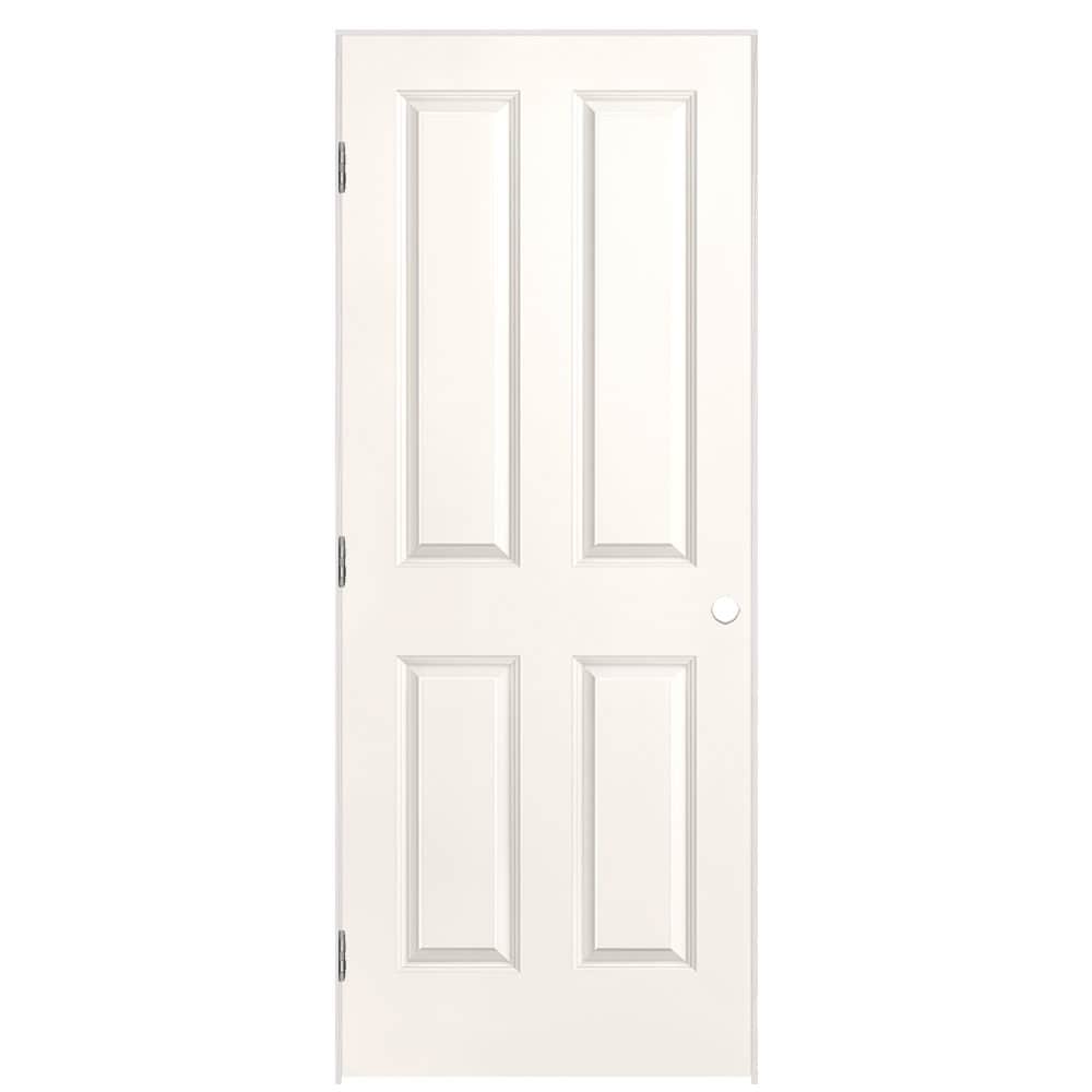 Traditional 32-in x 80-in White 4 Panel Square Hollow Core Prefinished Molded Composite Right Hand Single Prehung Interior Door | - Masonite 1316279