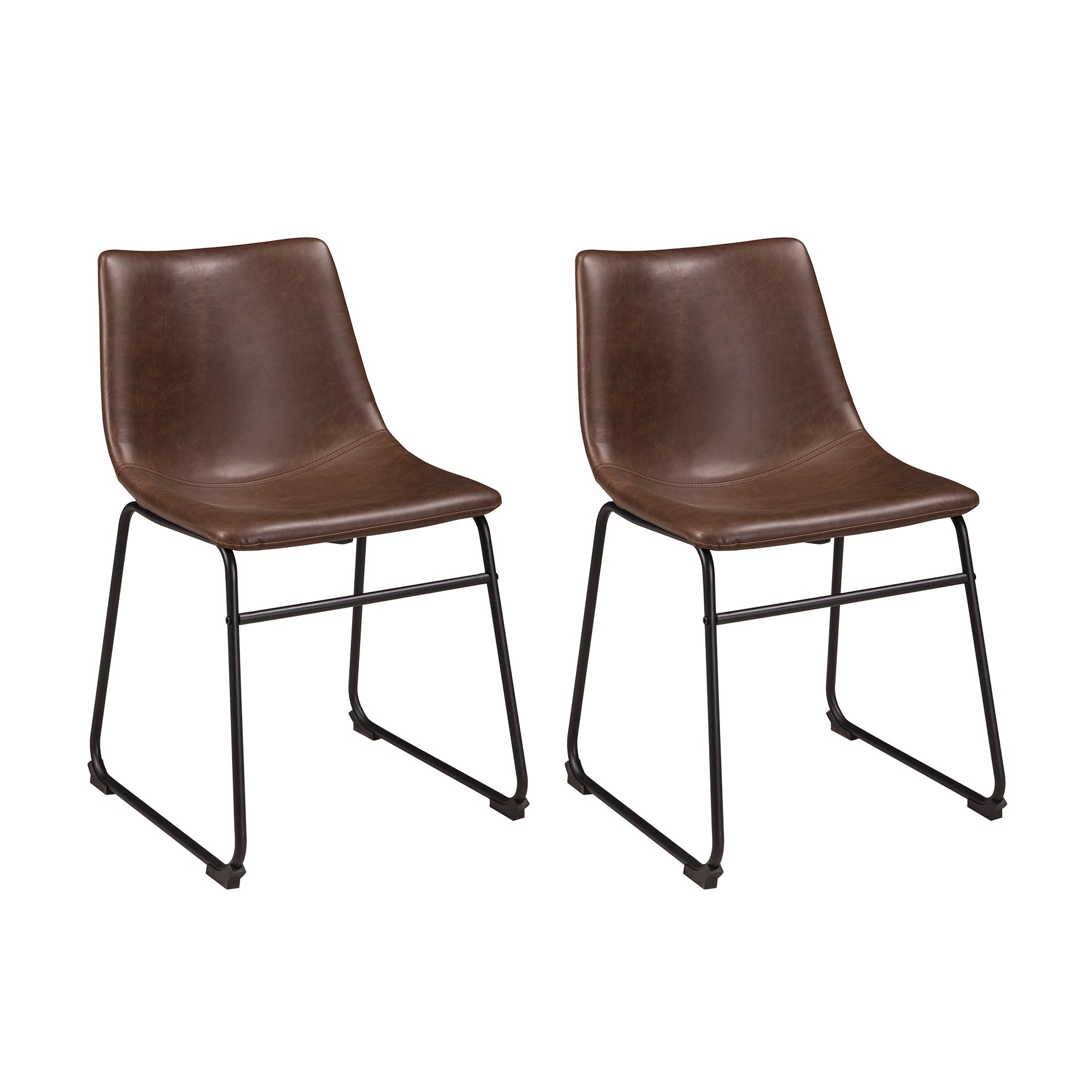 Signature Design by Ashley - Centiar Brown Faux Leather Dining Chair with Tubular Metal Base and ...
