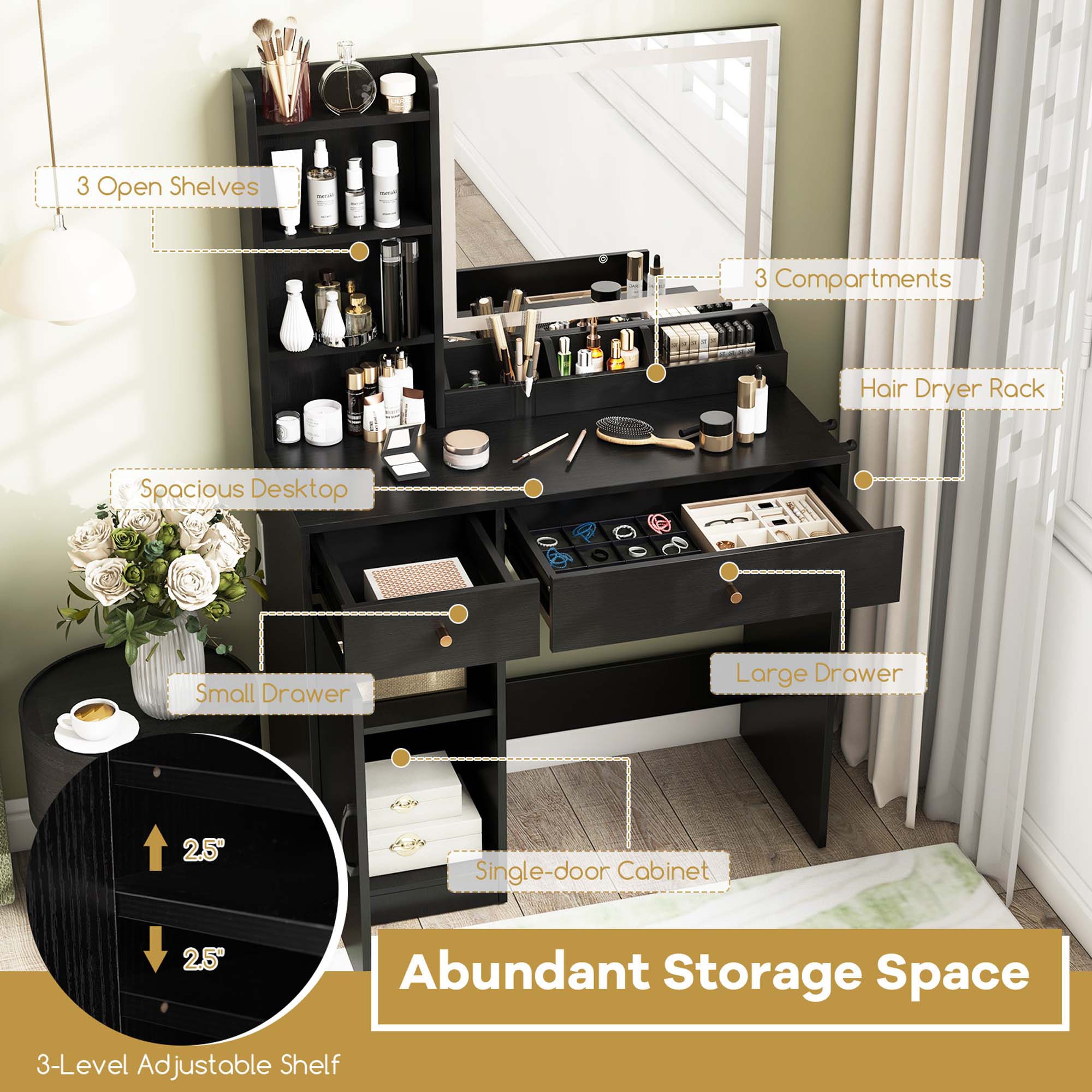 Costway HCST05287 Bedroom-Vanities - View #7