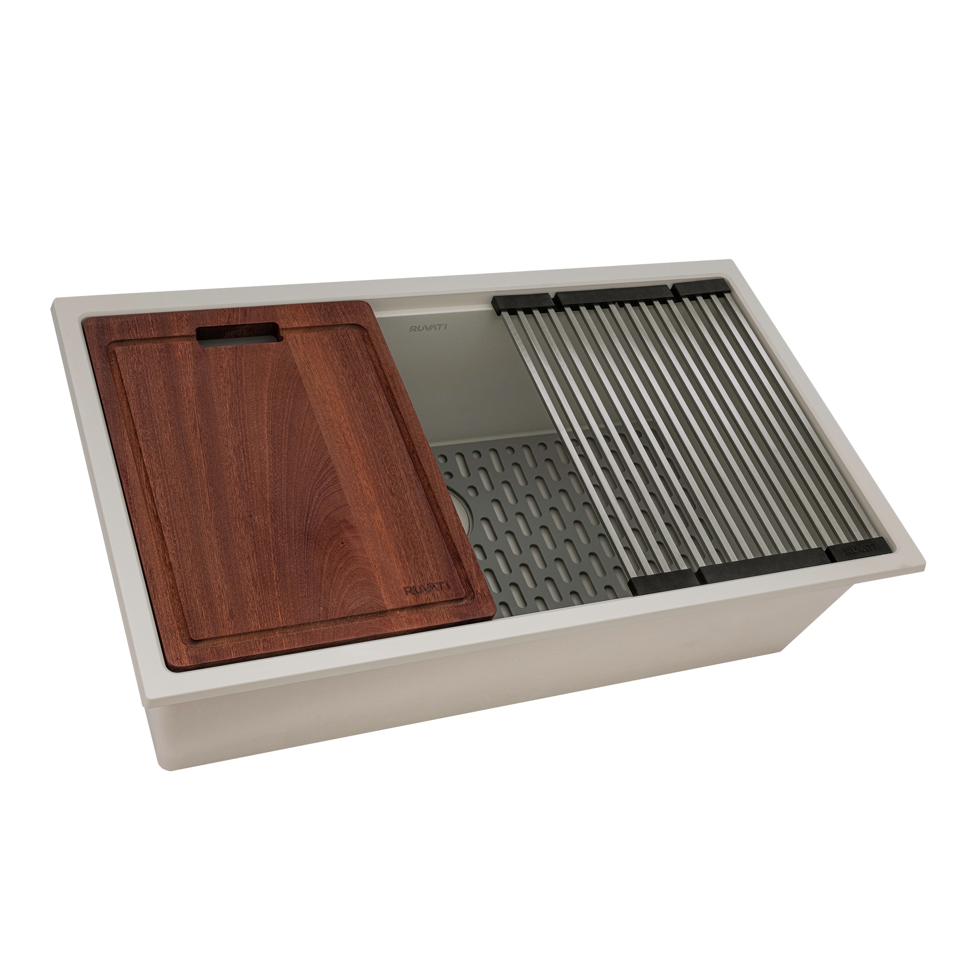 Ruvati RVG2325WB epiRock Undermount 33-Inches x 19-Inches Composite Single bowl Workstation Kitchen Sink