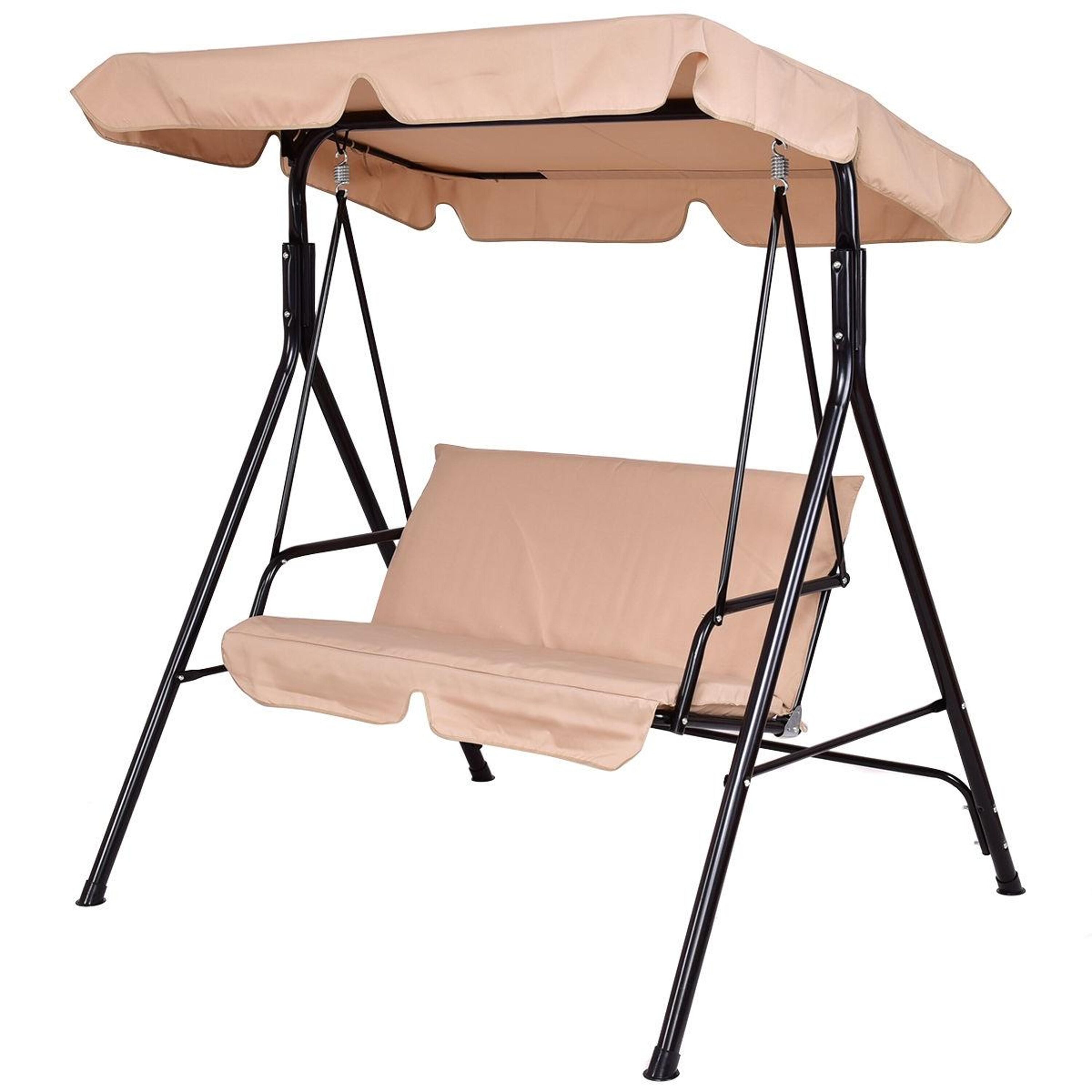 BABOOM BOM-P3102BN-CO Patio Loveseat Canopy Swing 2 -person Beige Steel Outdoor Swing