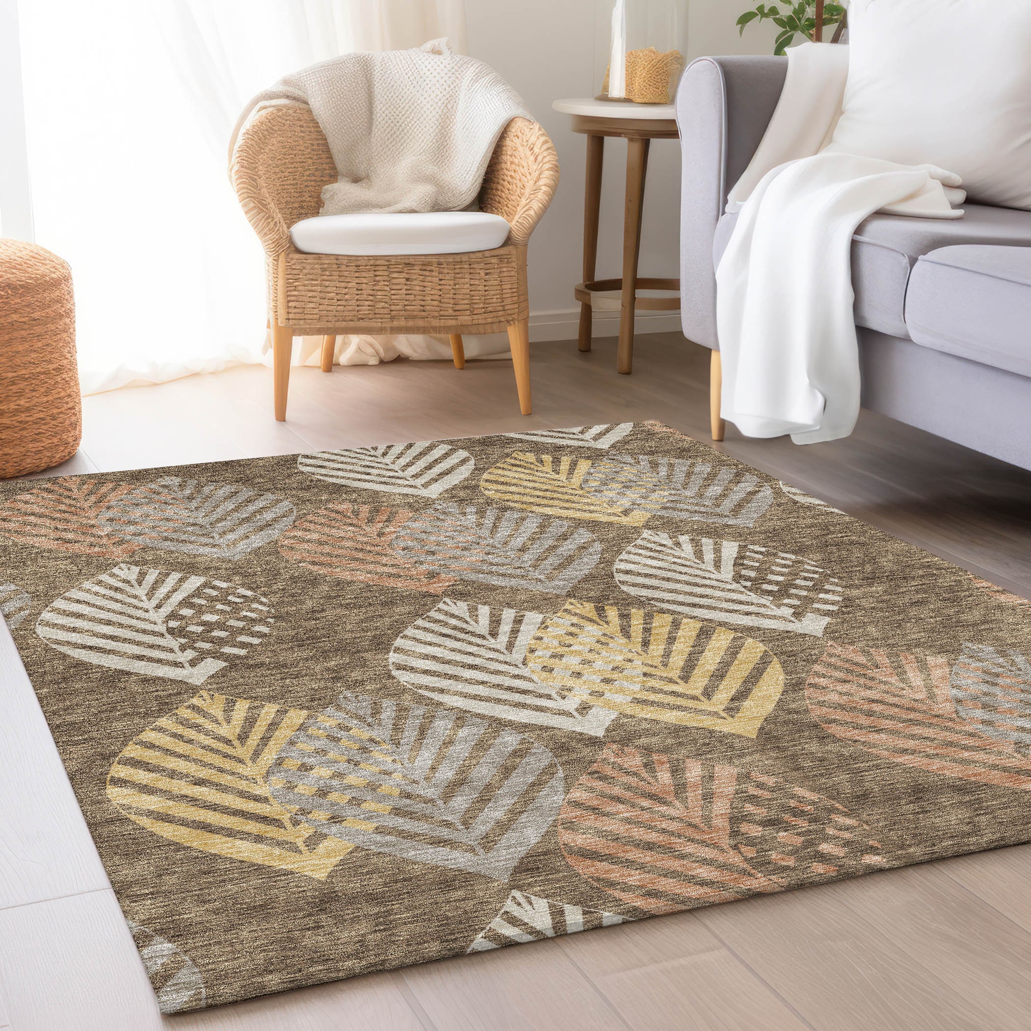 Addison Rugs ACN744CH3X5 Chantille ACN744CH 3 x 5 (ft) Polyester Chocolate Rectangular Indoor/Outdoor Geometric Machine washable Area rug