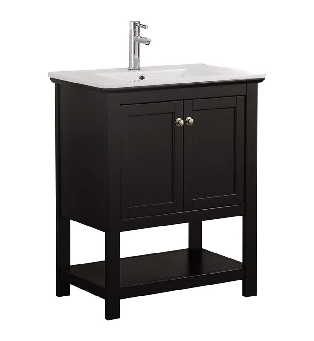 Manchester 30" Black Solid Wood Free-Standing Single Sink Vanity