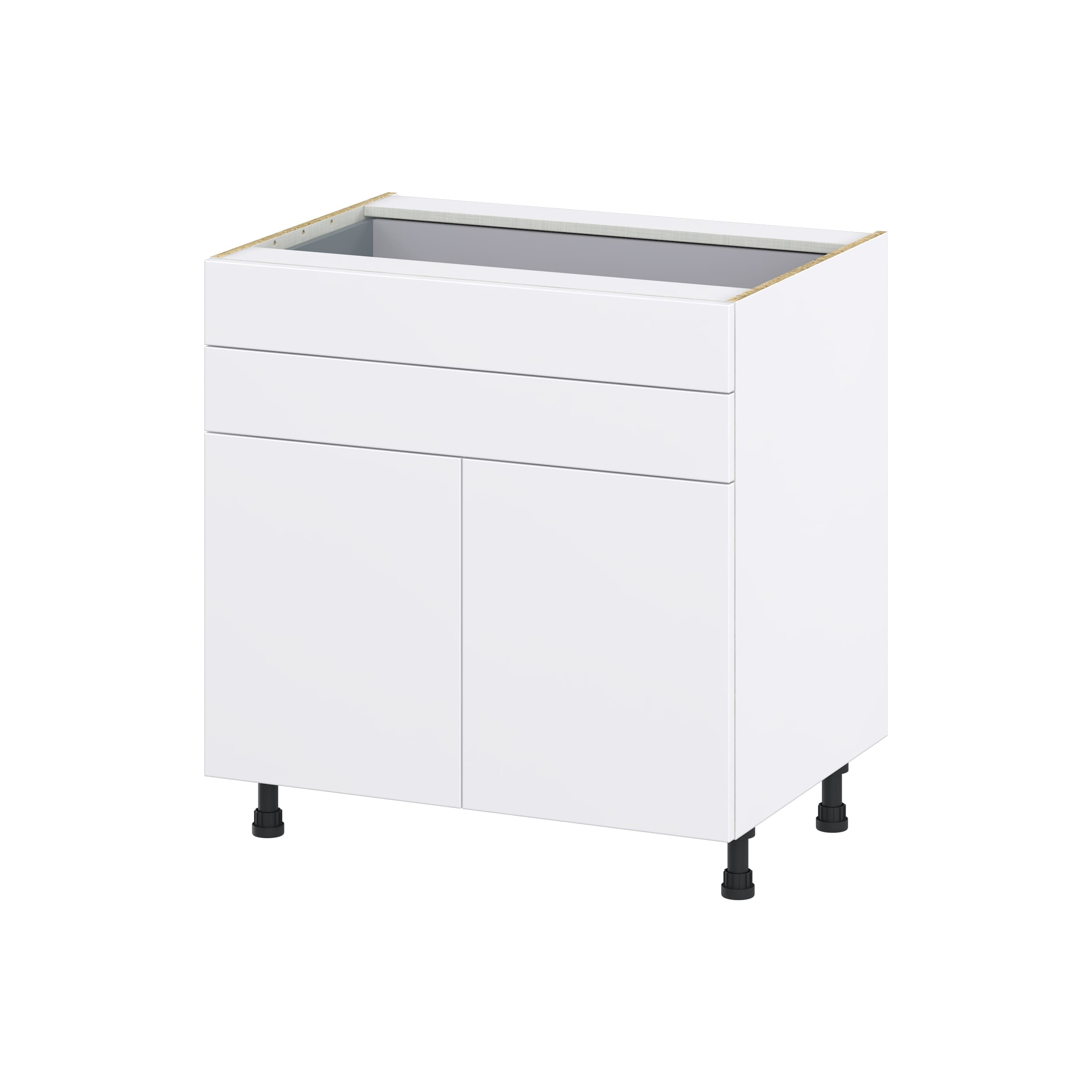 Hugo&Borg Lasalle 33-in W x 34.5-in H x 24-in D Bright White Slab 3-Drawer Base Fully Assembled Cabinet (Flat Panel Style)