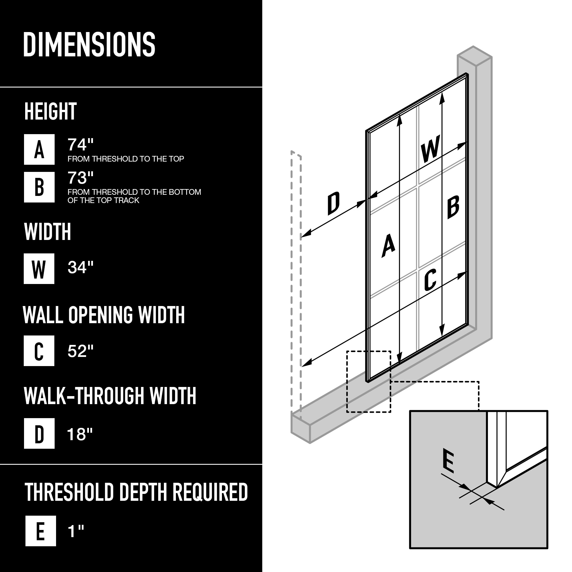 VIGO VG6091MBCL3474 Shower-Doors - View #2