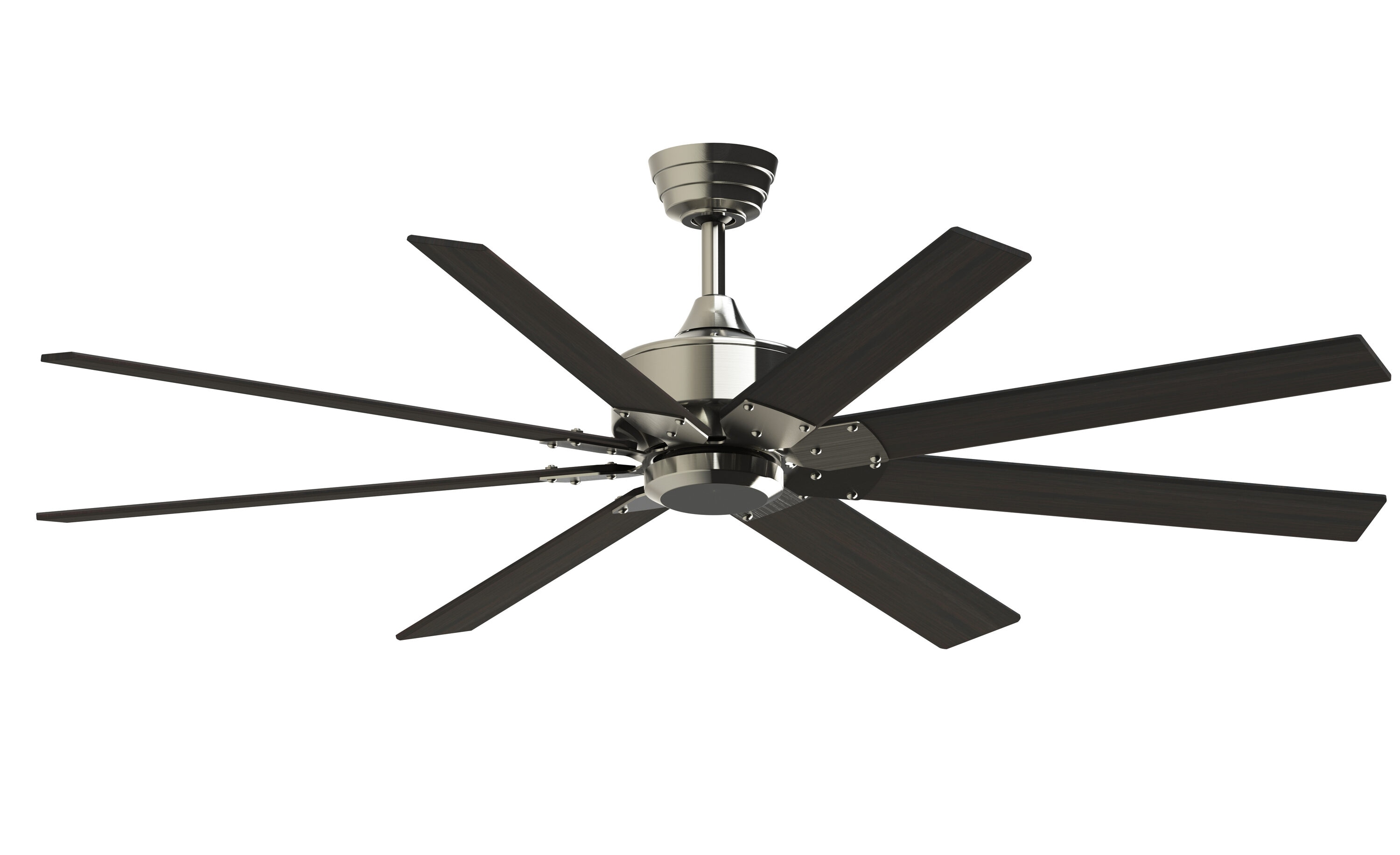 Levon Custom 64-in Brushed Nickel Indoor/Outdoor Smart Ceiling Fan with Remote (8-Blade) Walnut | - Fanimation FPD7912BBN-64DWA