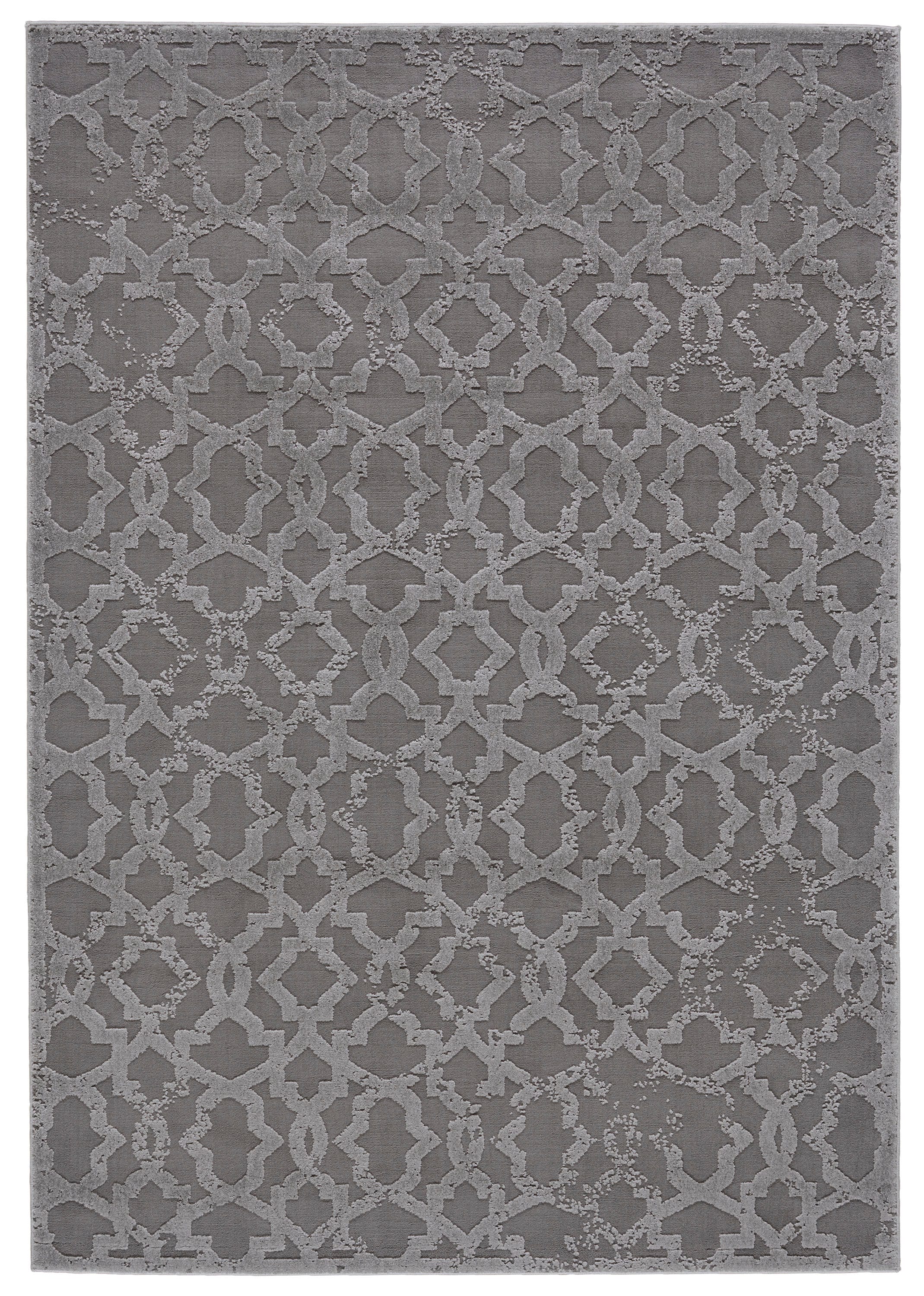 Room Envy 671R3675SLV000H13 Plaza 10 x 13 (ft) Loomed Polypropylene Silver Gray/Steel Gray Rectangular Indoor Abstract Mid-Century Modern Area rug