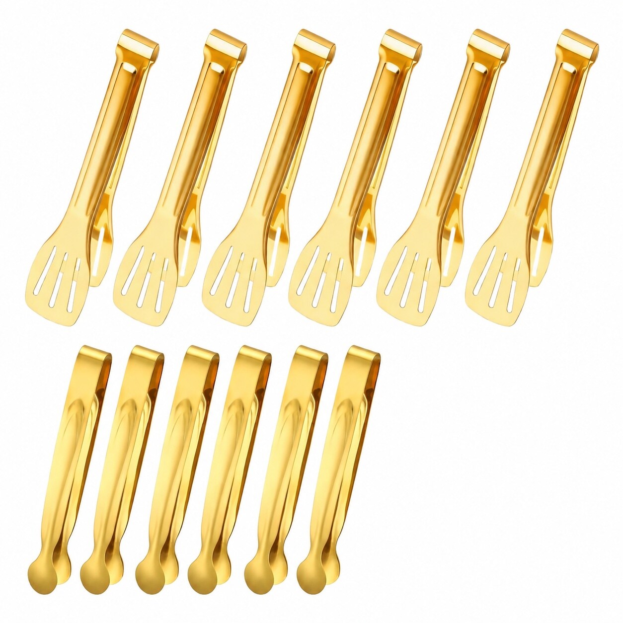 Aoibox  12 Piece Gold Stainless Steel Mini Serving Tongs Set 6 in and 7 4 in Food Tongs for Buffets Tea Party