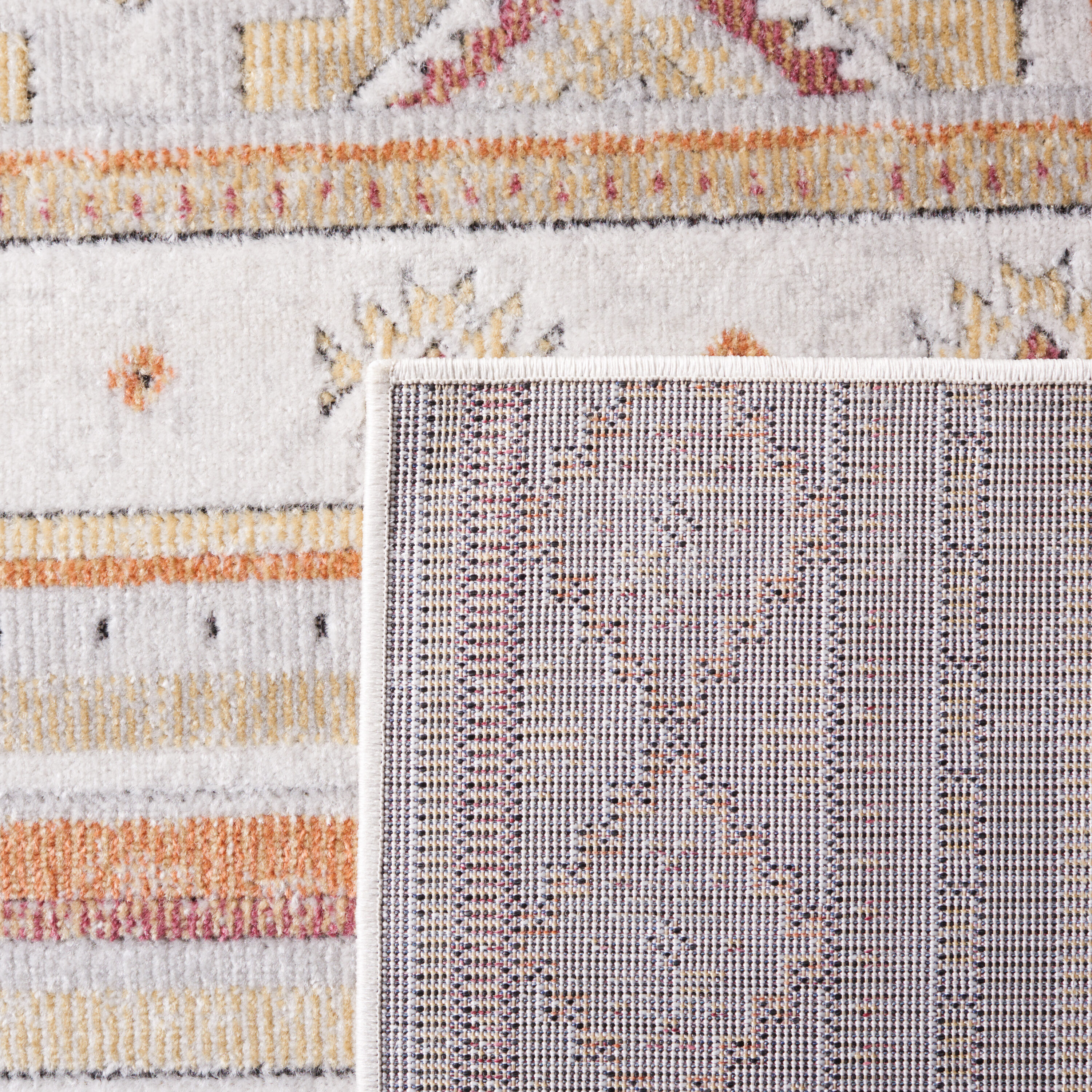 Ivory Beige Geometric Reversible Indoor/Outdoor Runner Rug