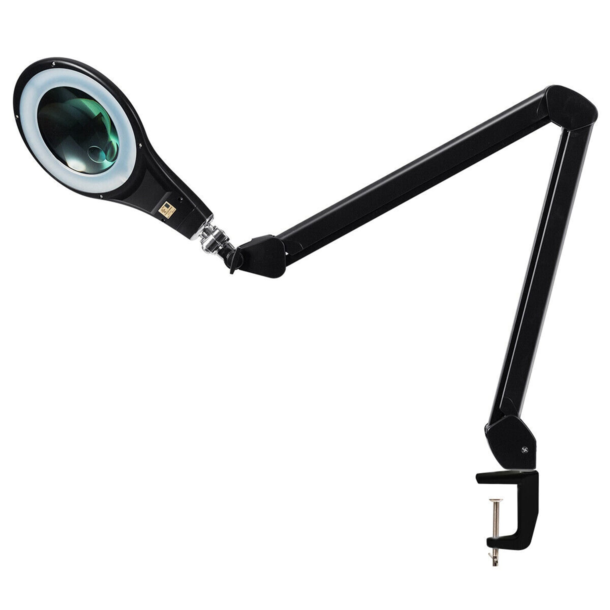 WELLFOR CW Magnifying Lamp 47-in Adjustable Magnifying Black Swing-arm Desk  Lamp with Glass Shade in the Desk Lamps department at