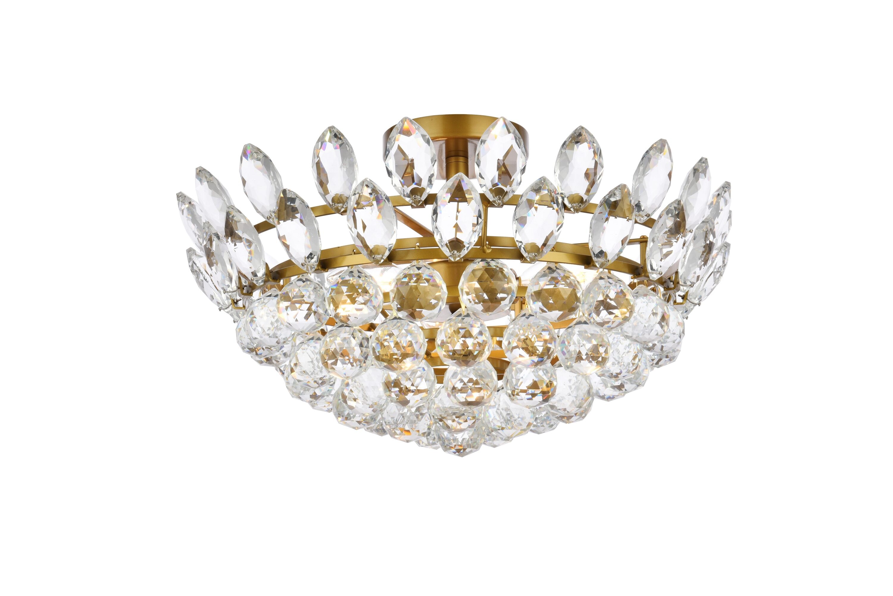 Emilia 18'' Brass and Crystal Flush Mount Light