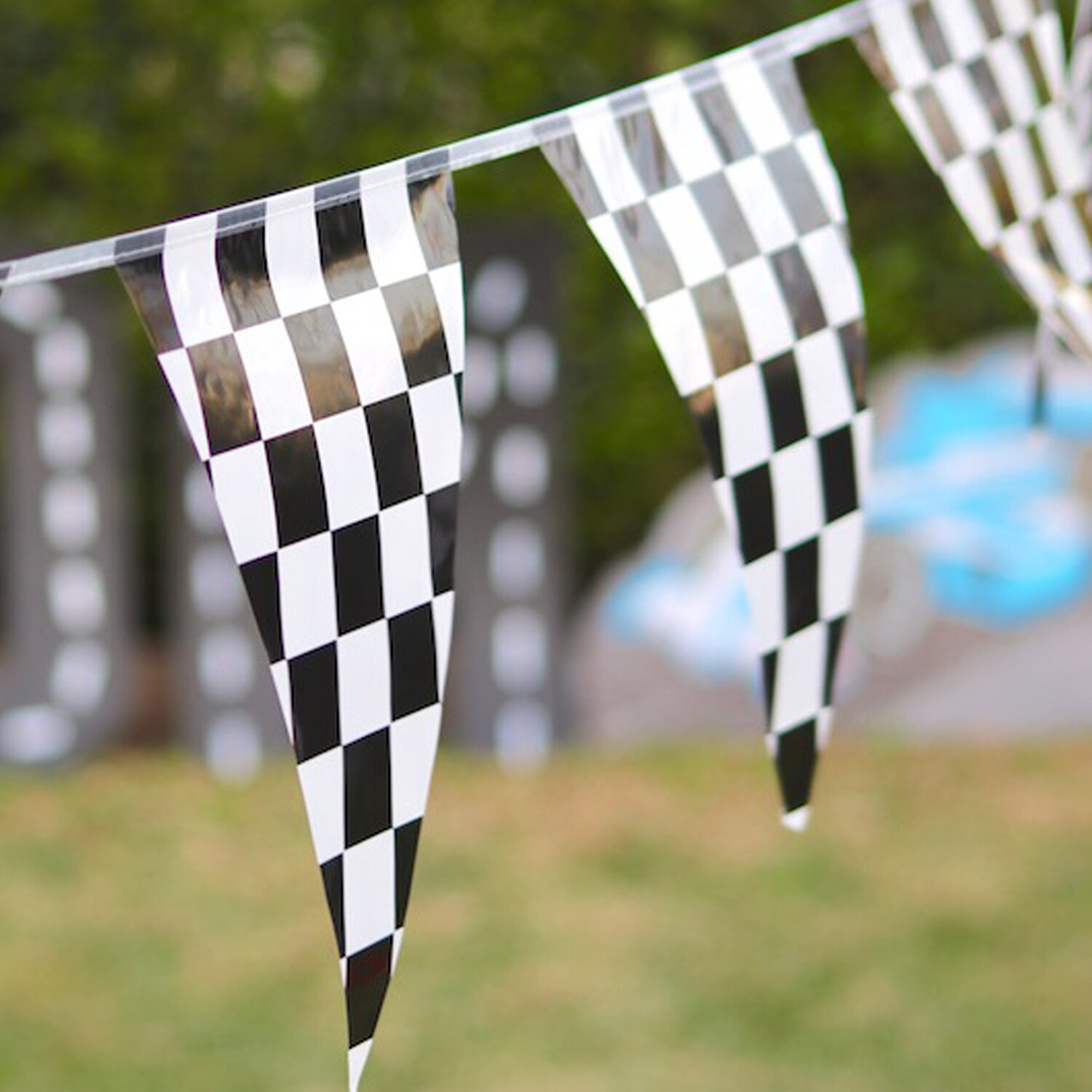 100 Feet Black and White Checkered Birthday Banner