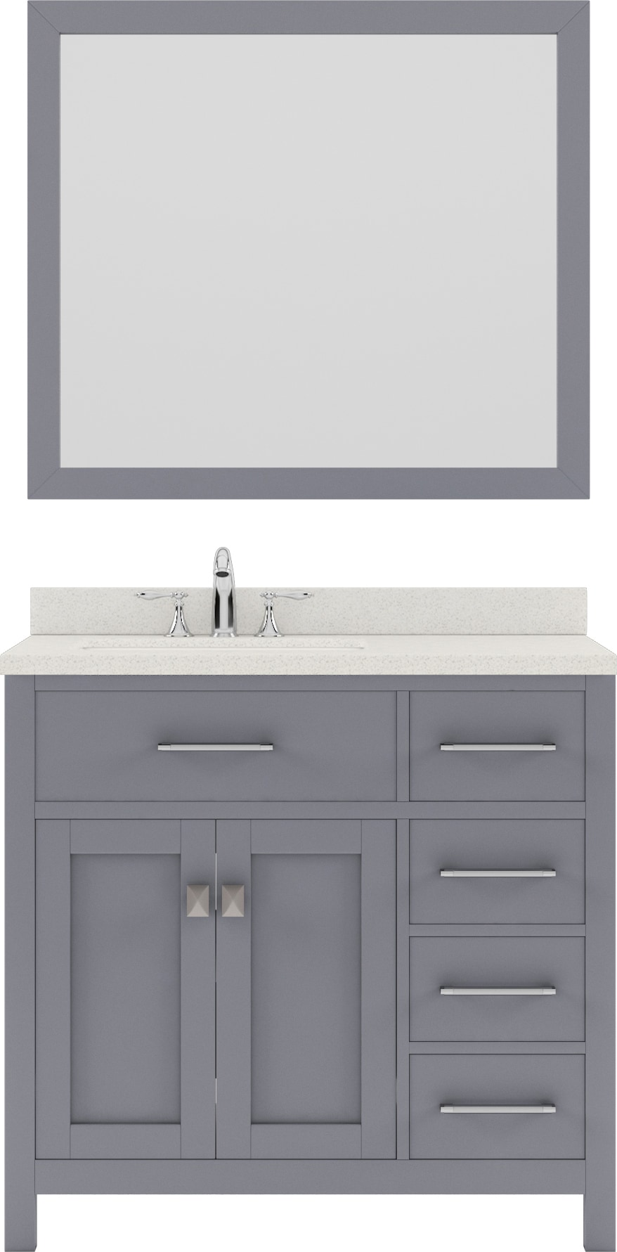 Virtu USA MS2136RDWQROGR002 Caroline Parkway 36-in Gray Undermount Single Sink Bathroom Vanity with Dazzle White Quartz Top (Mirror and Faucet Included)