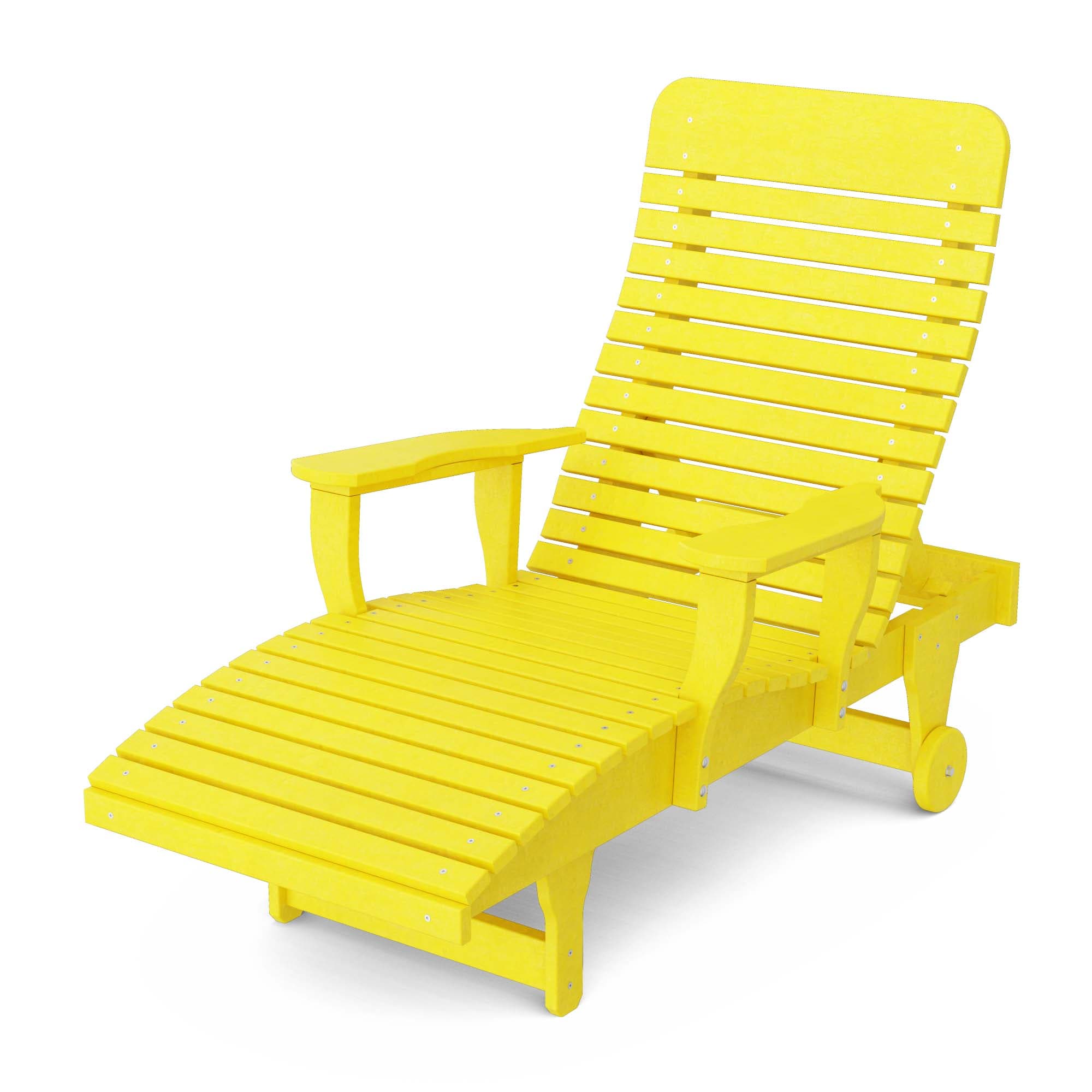 Wildridge LCC-460-LY Signature Lemon Yellow Plastic Frame Stationary Chaise Lounge Chair with Yellow Slat Seat