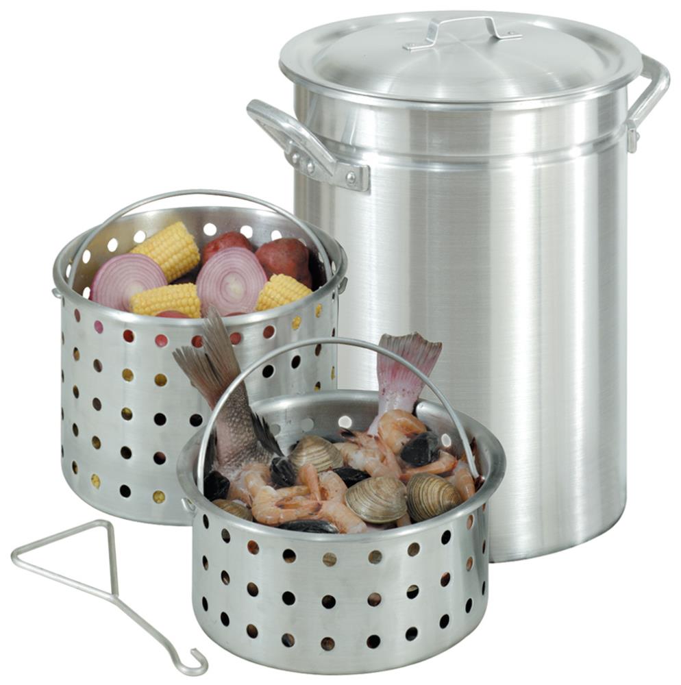 Bayou Classic 44-Quart Stainless Steel Stock Pot and Basket in the