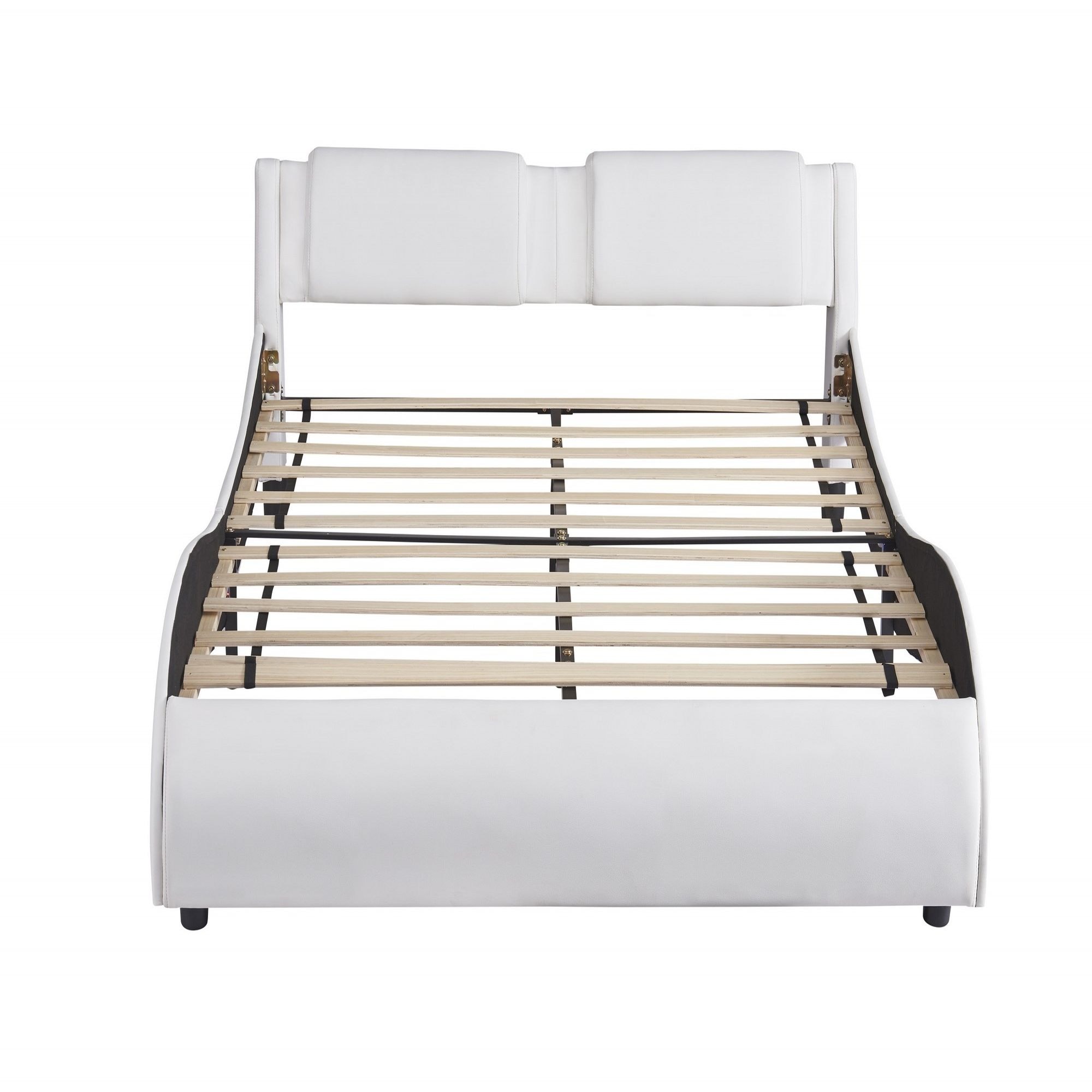 Yiekholo White Full Upholstered Bed with Storage at Lowes.com