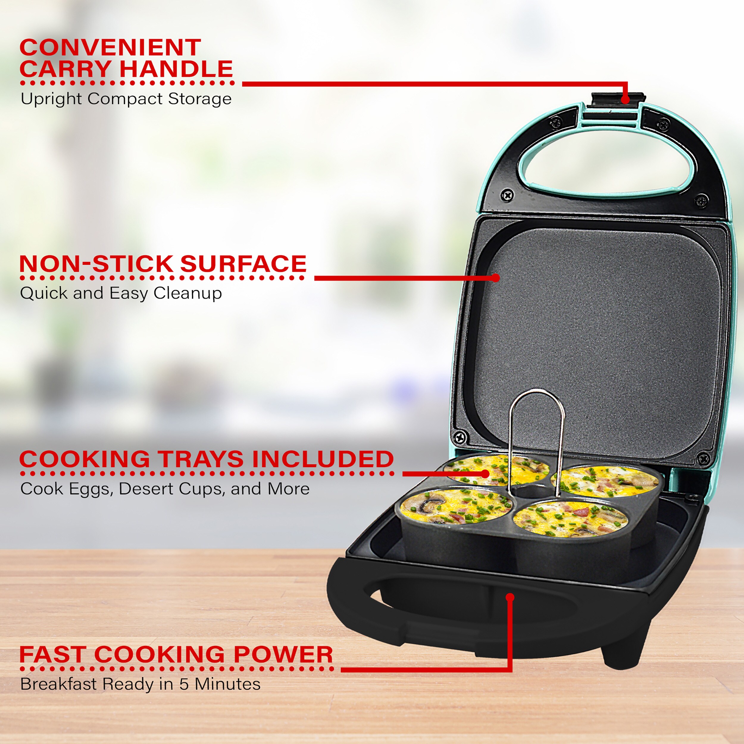 Salton Yellow Egg Bite Maker with Cool-Touch Handles, Removable Tray, LED  Indicator, Cooks 4 Egg Bites at Once