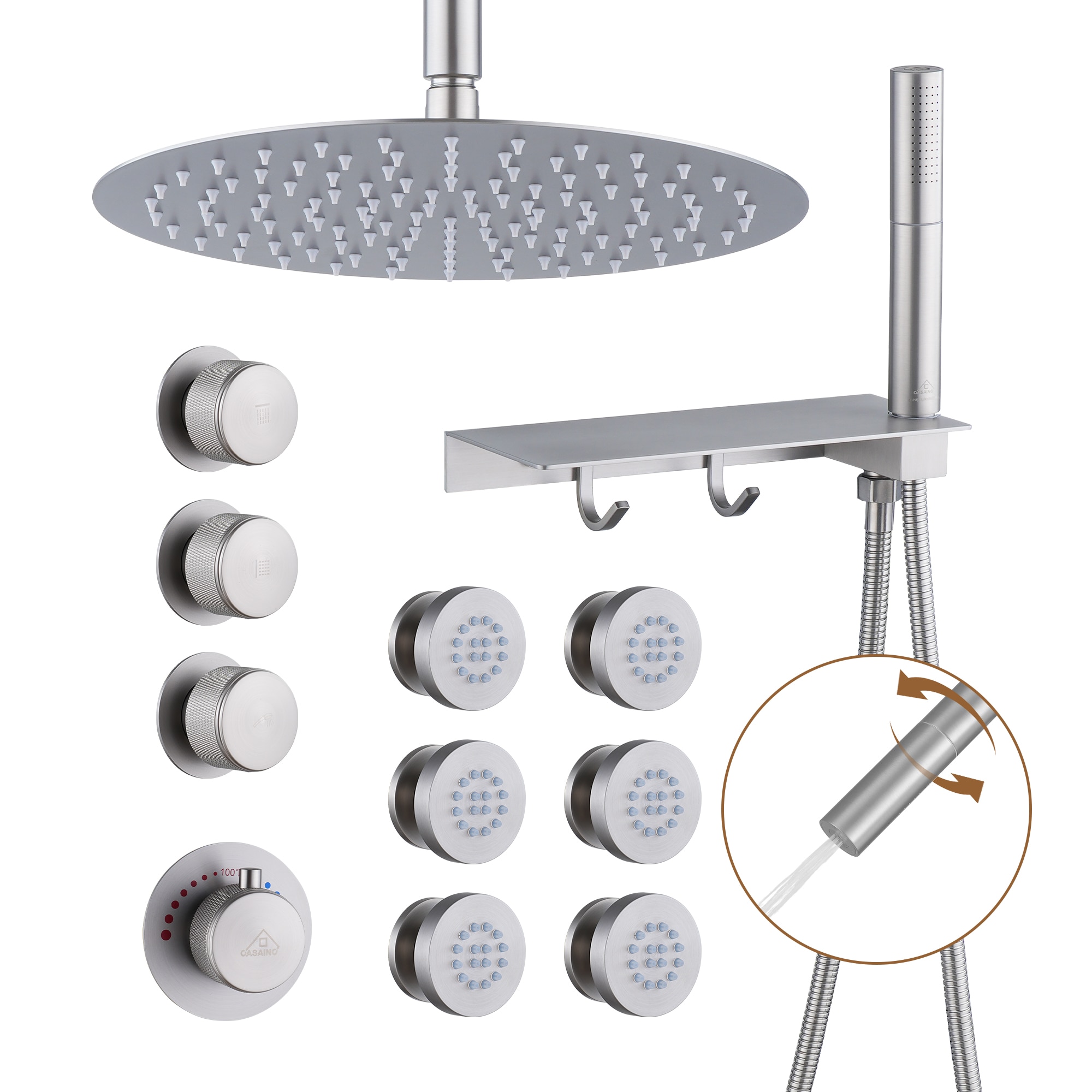 CASAINC KCHS0004-12BN Showerhead-Bar-Panels - View #5