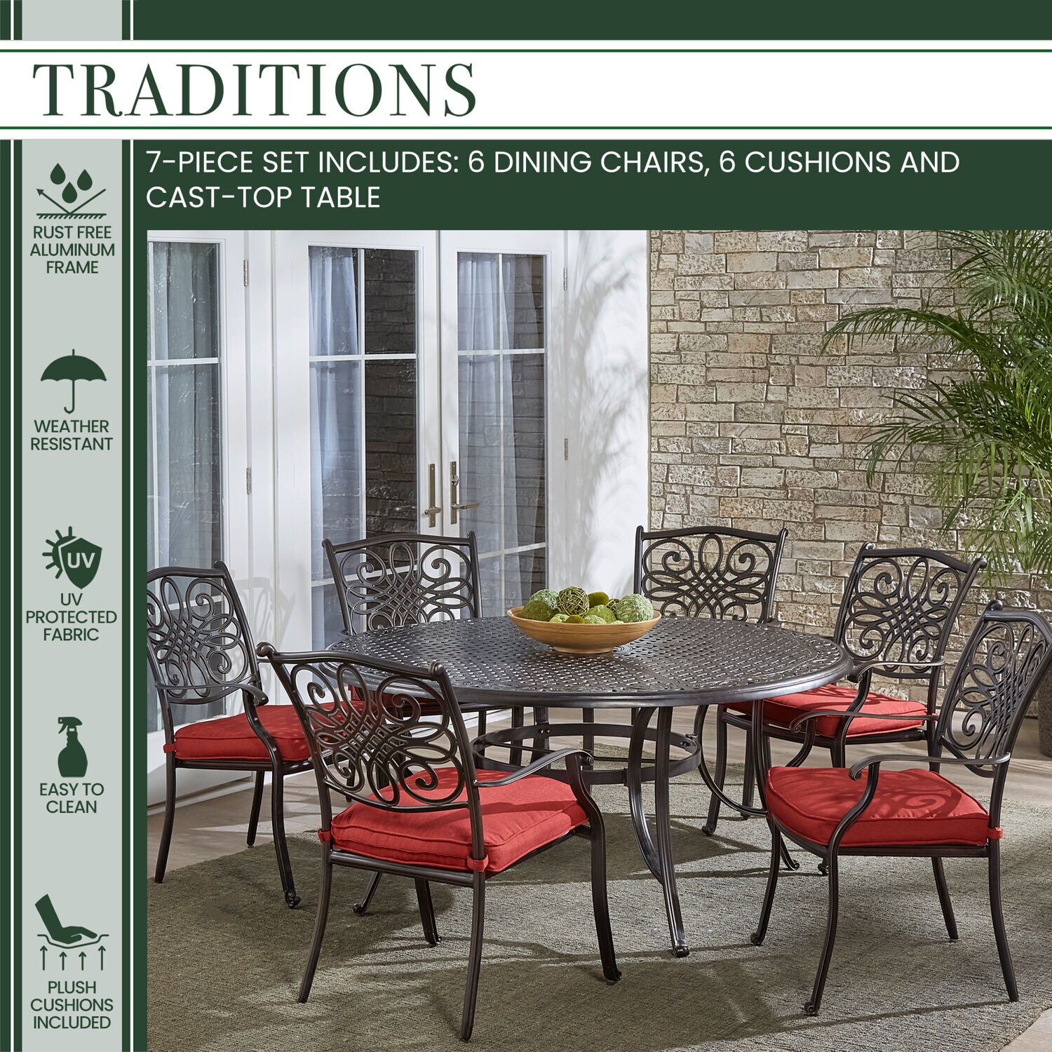 Hanover TRADDN7PCRD-RED Patio-Dining-Sets - View #3