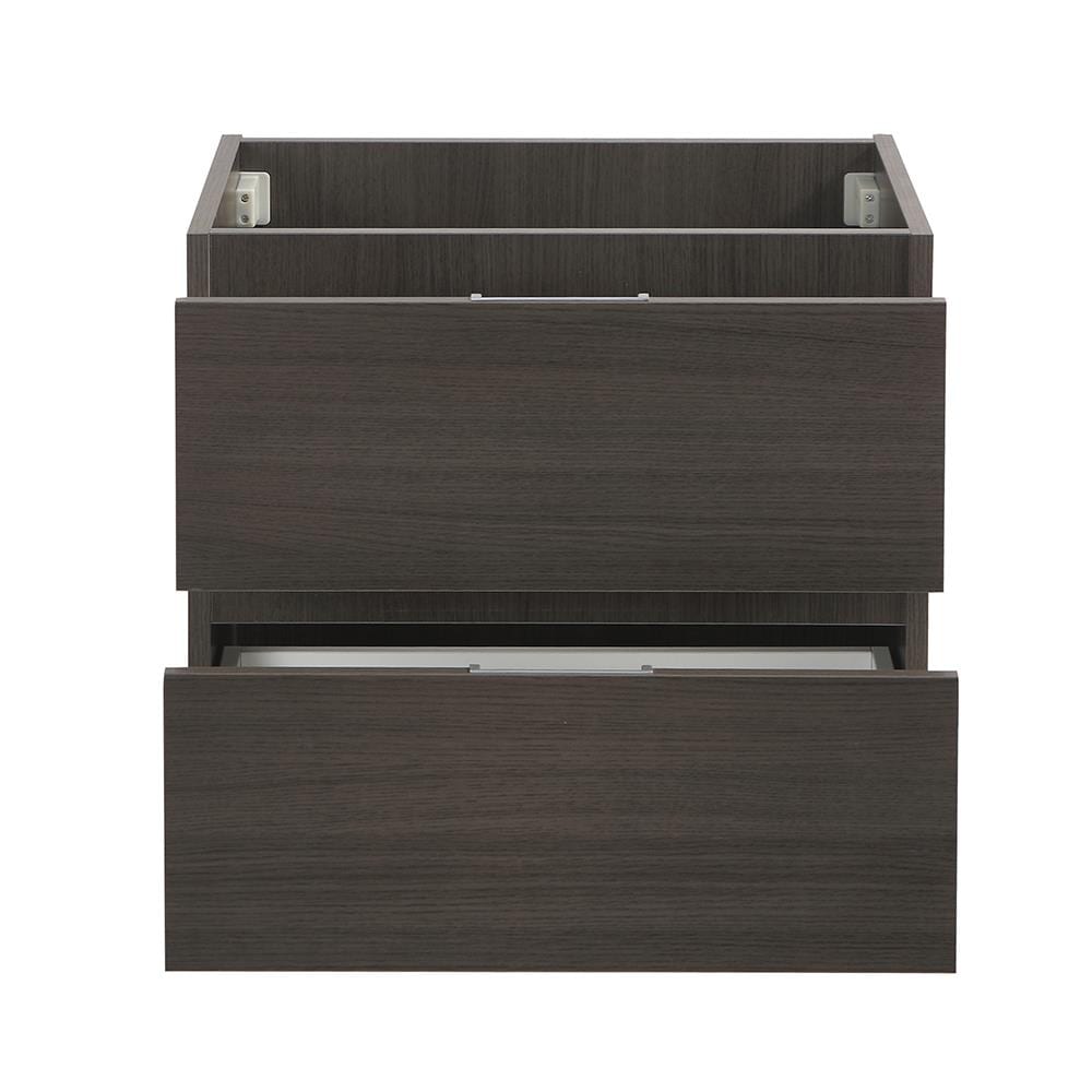Gray Oak 24" Wall Mount Single Sink Vanity Base with Soft-Closing Drawers