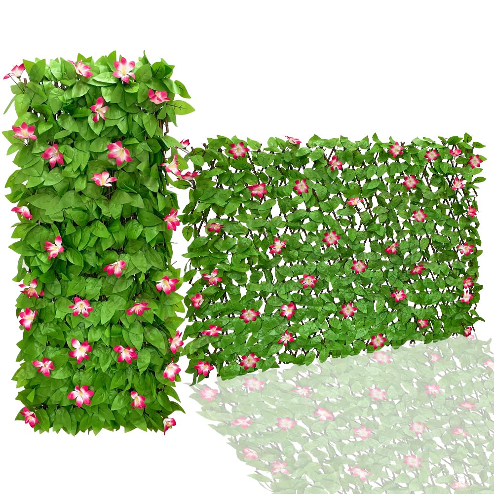 ITOPFOX  Expandable Willow Fence Privacy Screen for Balcony Patio Outdoor Decorative Faux Ivy Fencing Panel with Single Sided Leaves