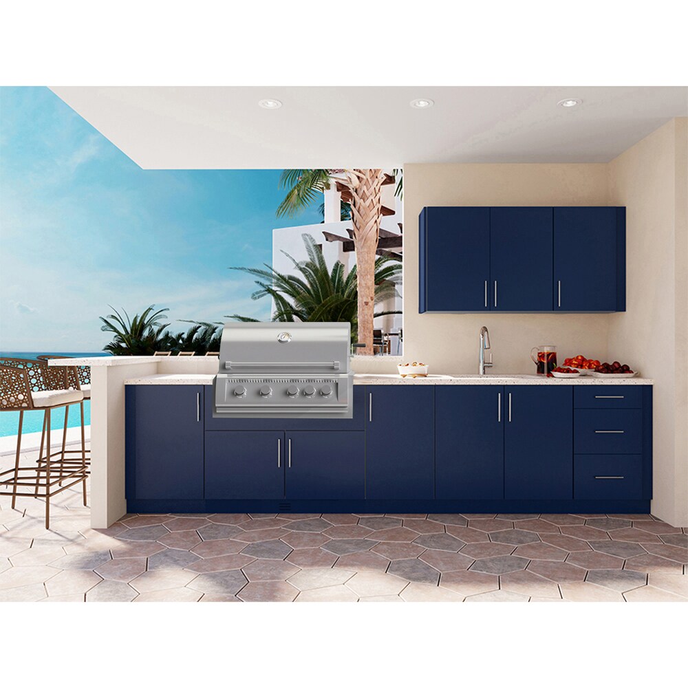 Allen + Roth Driftwood Shore 36.02-in W x 36.02-in D x 35.82-in H Outdoor Kitchen Corner Cabinet Stainless Steel | FHTA80080A