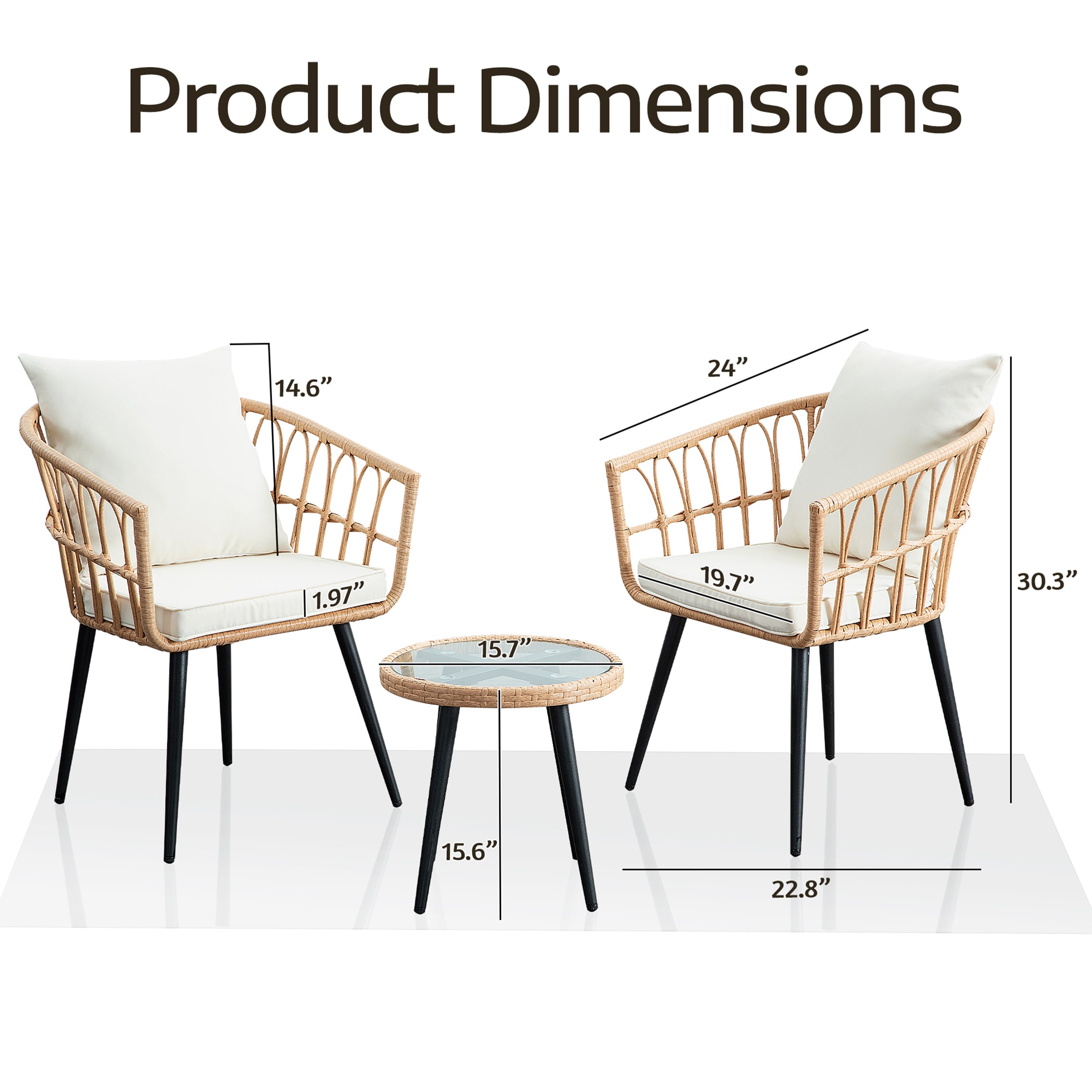 FOREST HOME HB007-GYWT Patio-Conversation-Sets - View #2