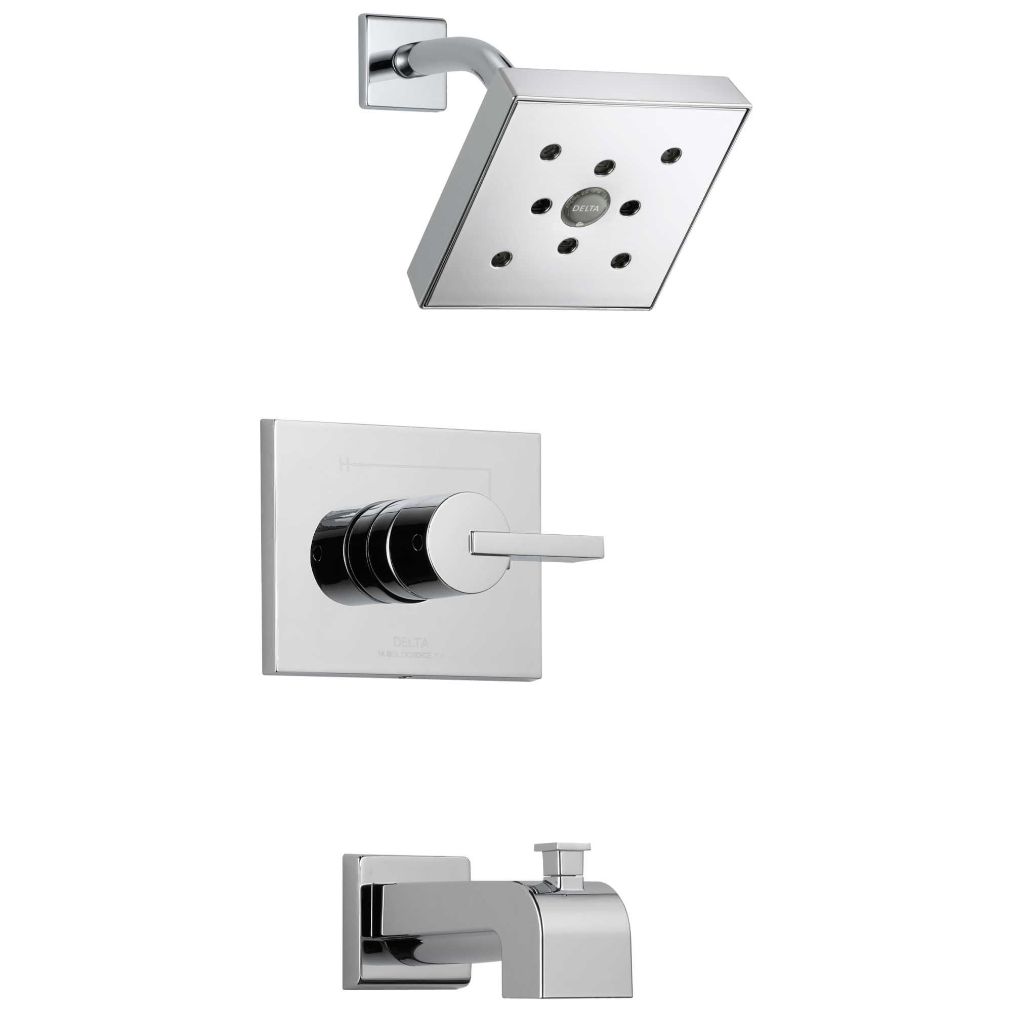 Delta T14453-H2O Vero Chrome 1-handle Single Function 6-in Square Bathtub and Shower Faucet Valve Included