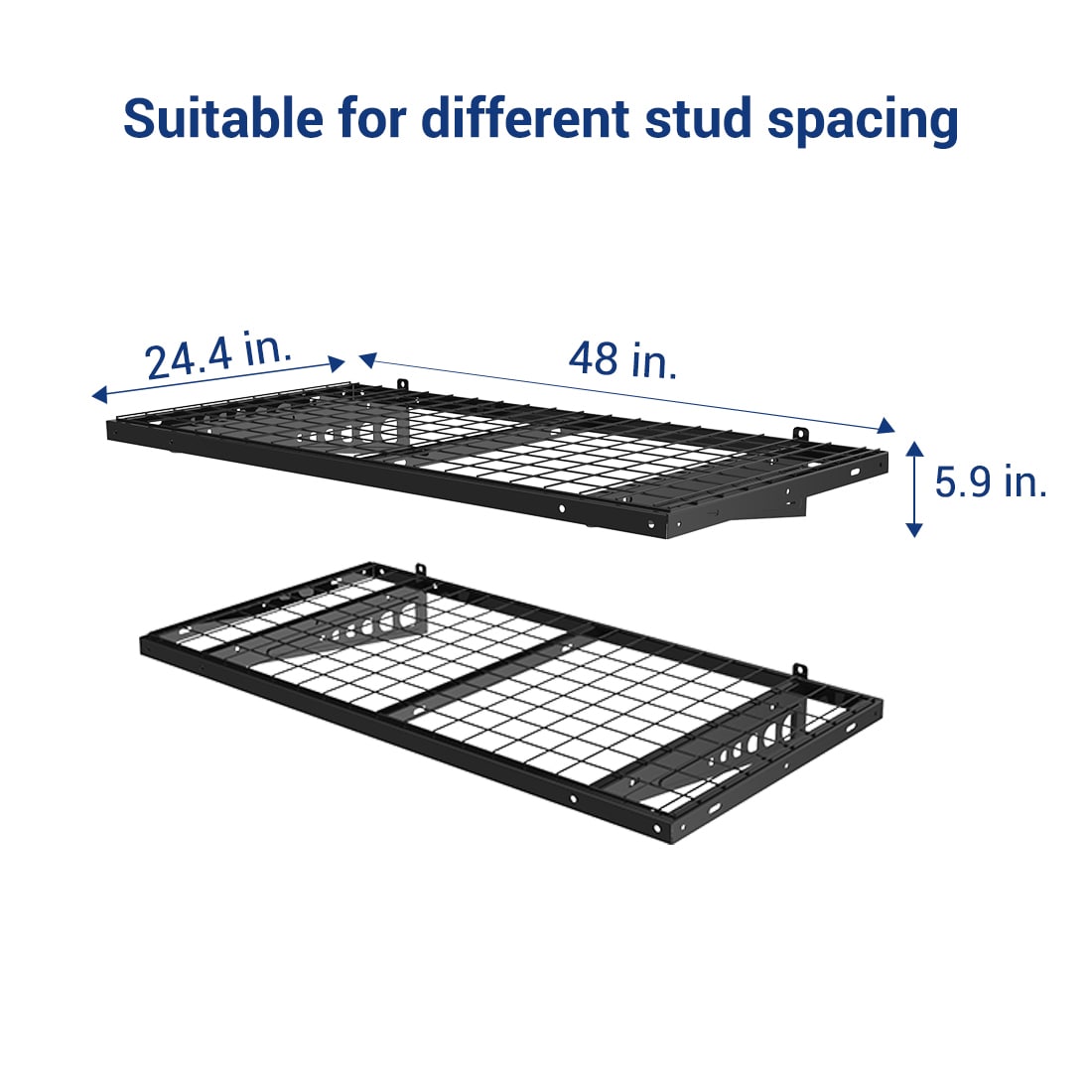 Fleximounts 48-in L x 24-in D x 8-in H Black Steel Rectangular Bracket  Shelf (2 Shelves) in the Wall Mounted Shelving department at